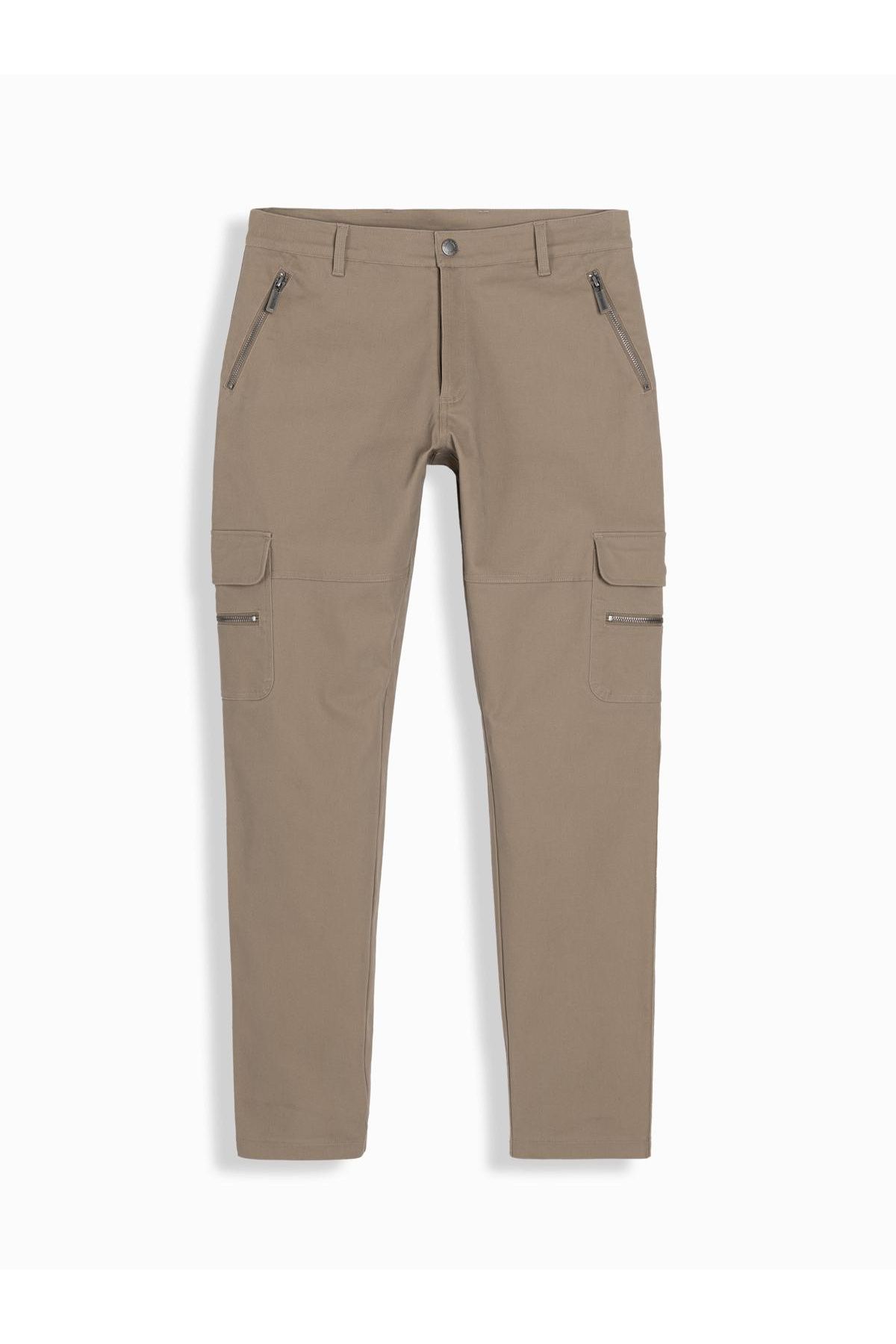 OMBRE-Pánské cargo kalhoty STRAIGHT LEG s kapsami na zip - khaki V3 OM-PACG-0204 XL 7