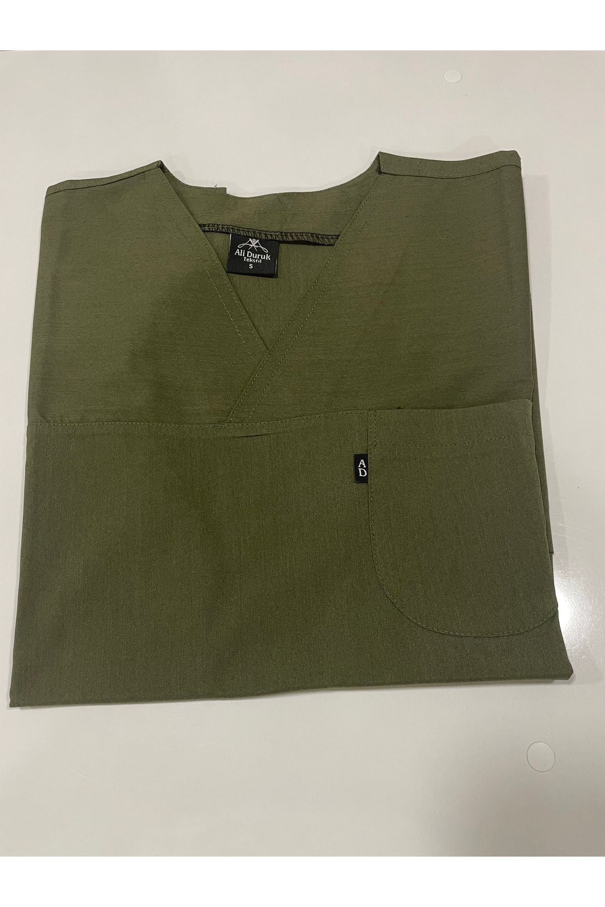 MODA AD Üniforma Likralı Unisex Haki Yeşil Doktor Hemşire Cerrahi Forma Tek Üst