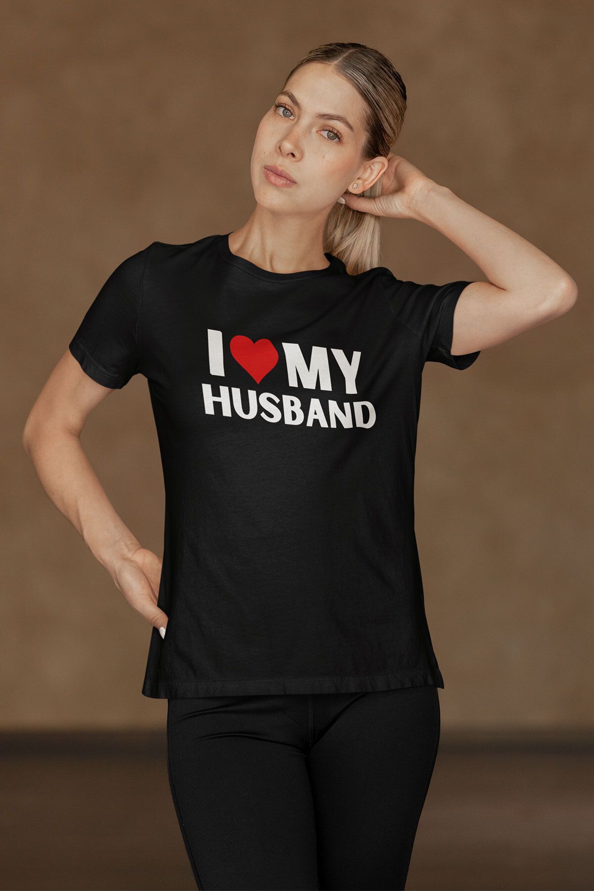 qoeuyl boutique I Love My Husband Baskılı Eşe Sevgiliye Hediye Doğum Günü Yıldönümü Sevgililer Günü T-Shirt