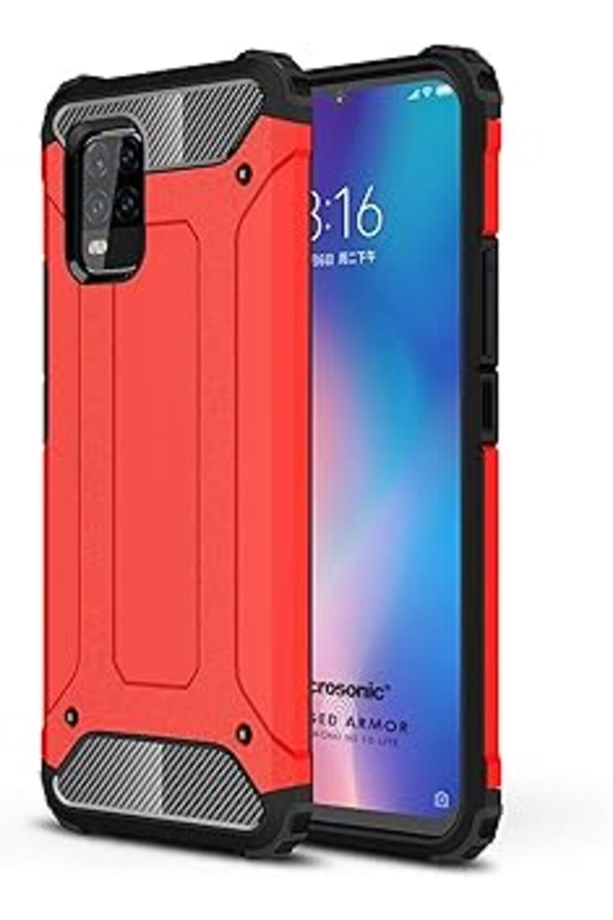 Ceet Markets Mi 10 Lite Için Kılıf Rugged Armor Kırmızı [Mi 10 Lite Ile Uyumlu Kılıf - Kırmızı]