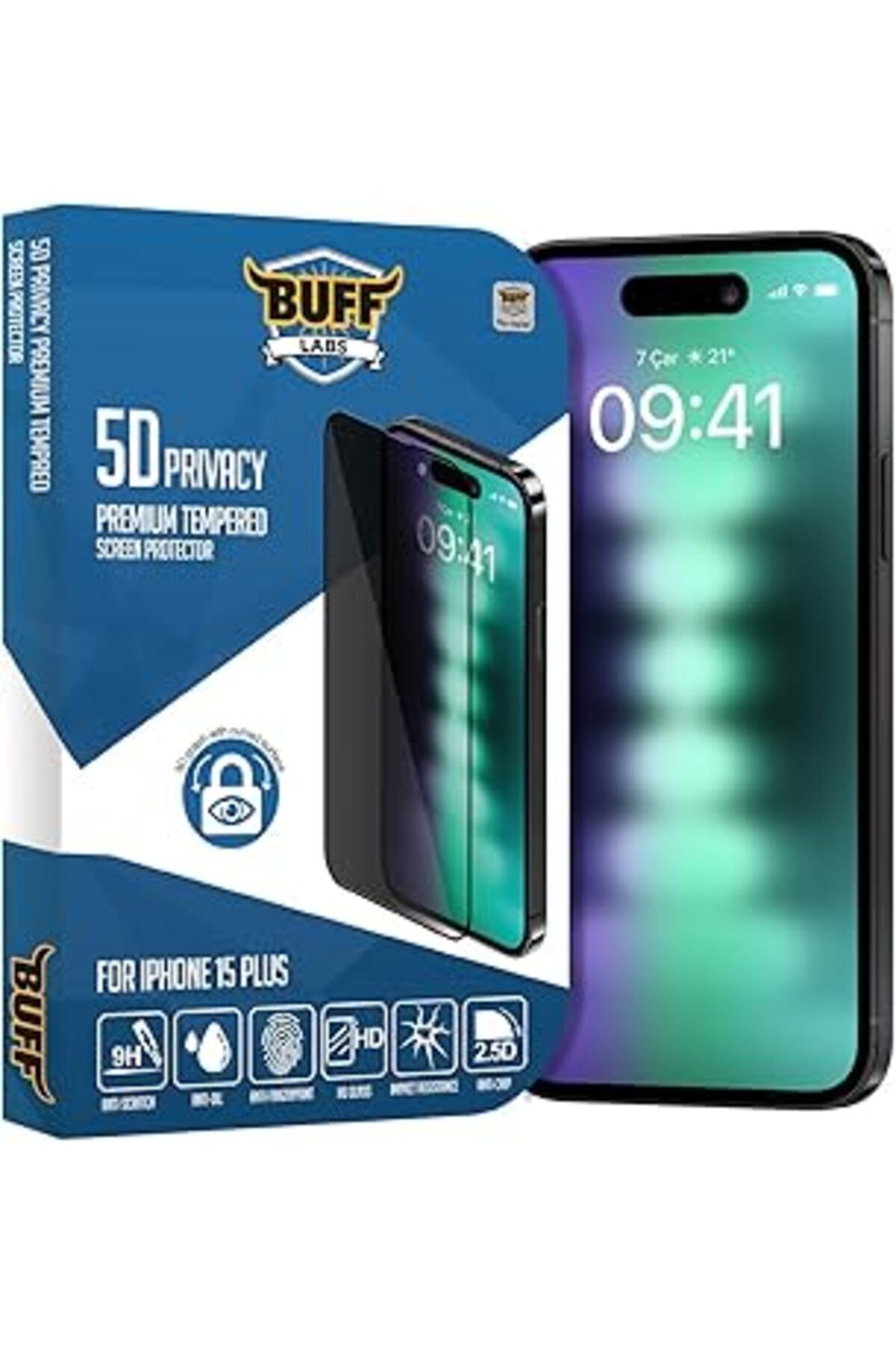 Ceet Markets Buff Labs Iphone 15 Plus Ile Uyumlu 5D Privacy Hayalet Ekran Koruyucu