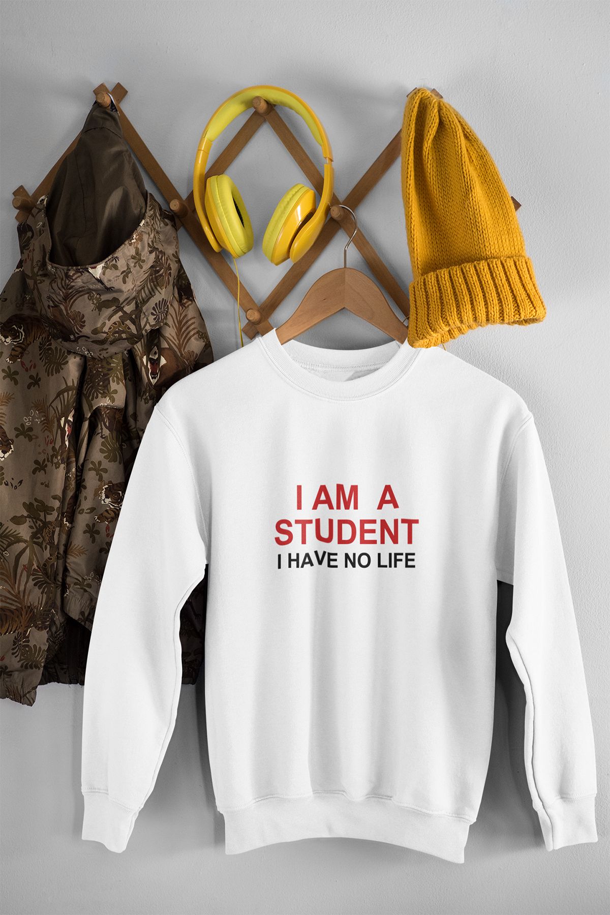 qoeuyl boutique I'm A Student I Have No Lıfe Öğrenci Komik Hediyelik Unisex %100 Pamuklu Bisiklet Yaka Sweatshirt