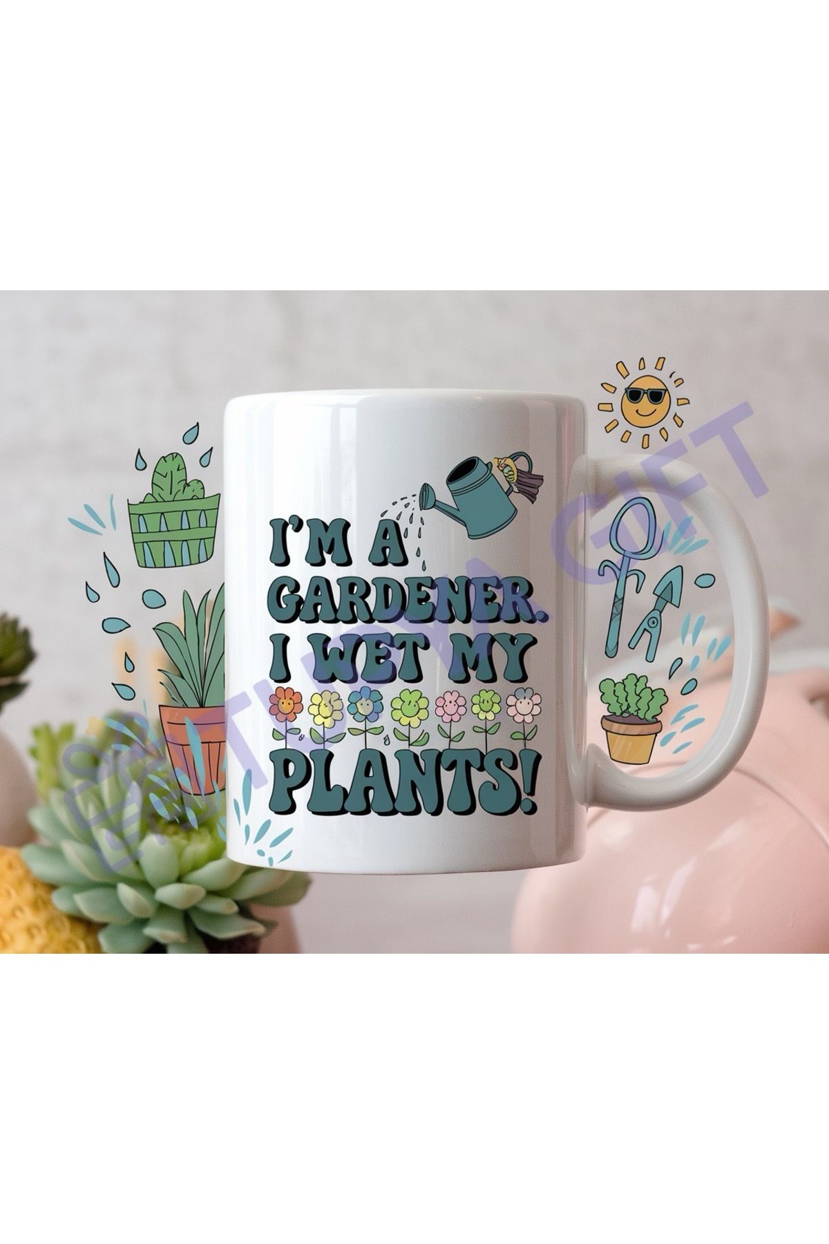 Tupya Gift Bahçıvanlar İçin Eğlenceli Kupa - "I Wet My Plants"