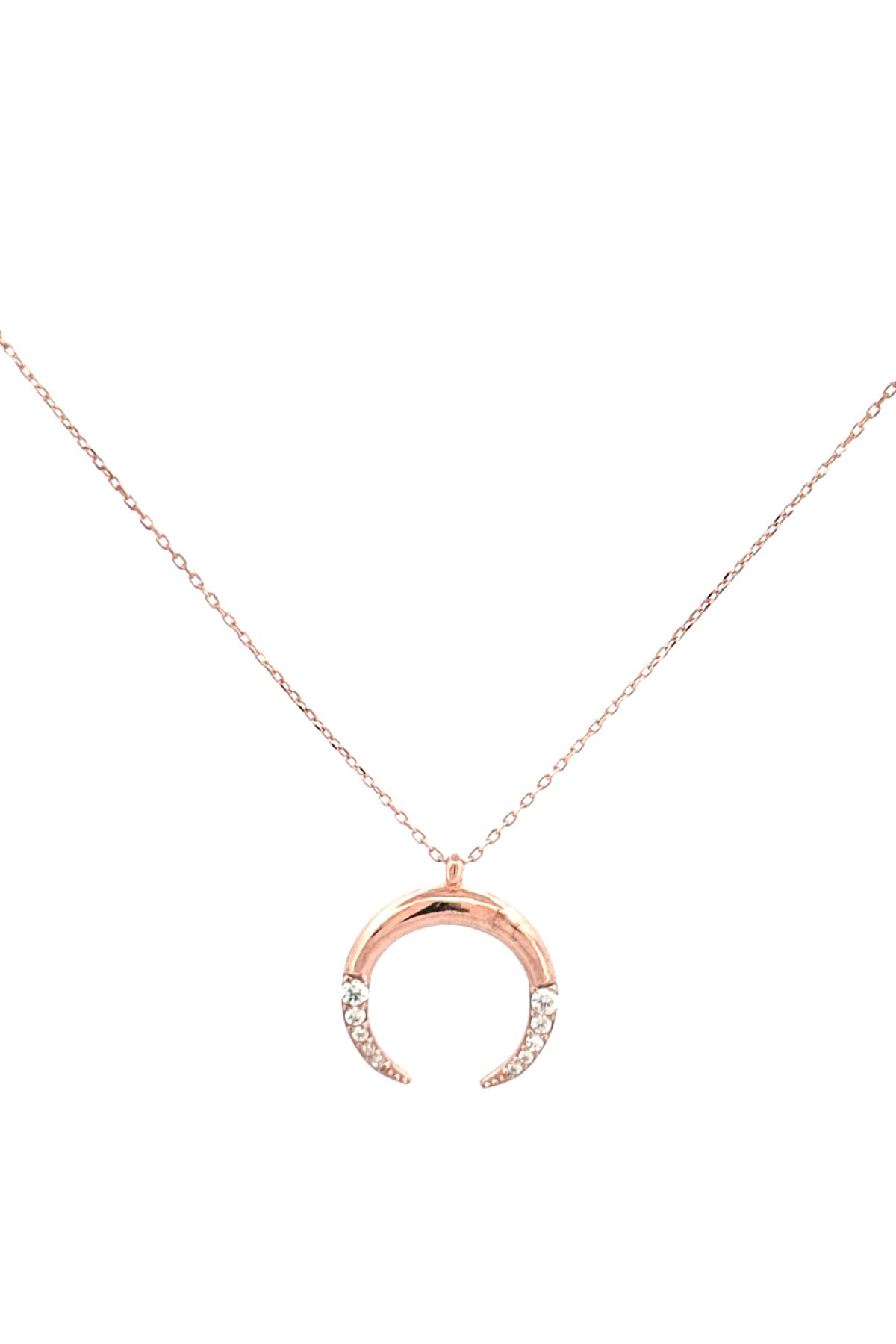 JİA JEWELRY HİLAL KOLYE ROSE GOLD 925 AYAR GÜMÜŞ KOLYE