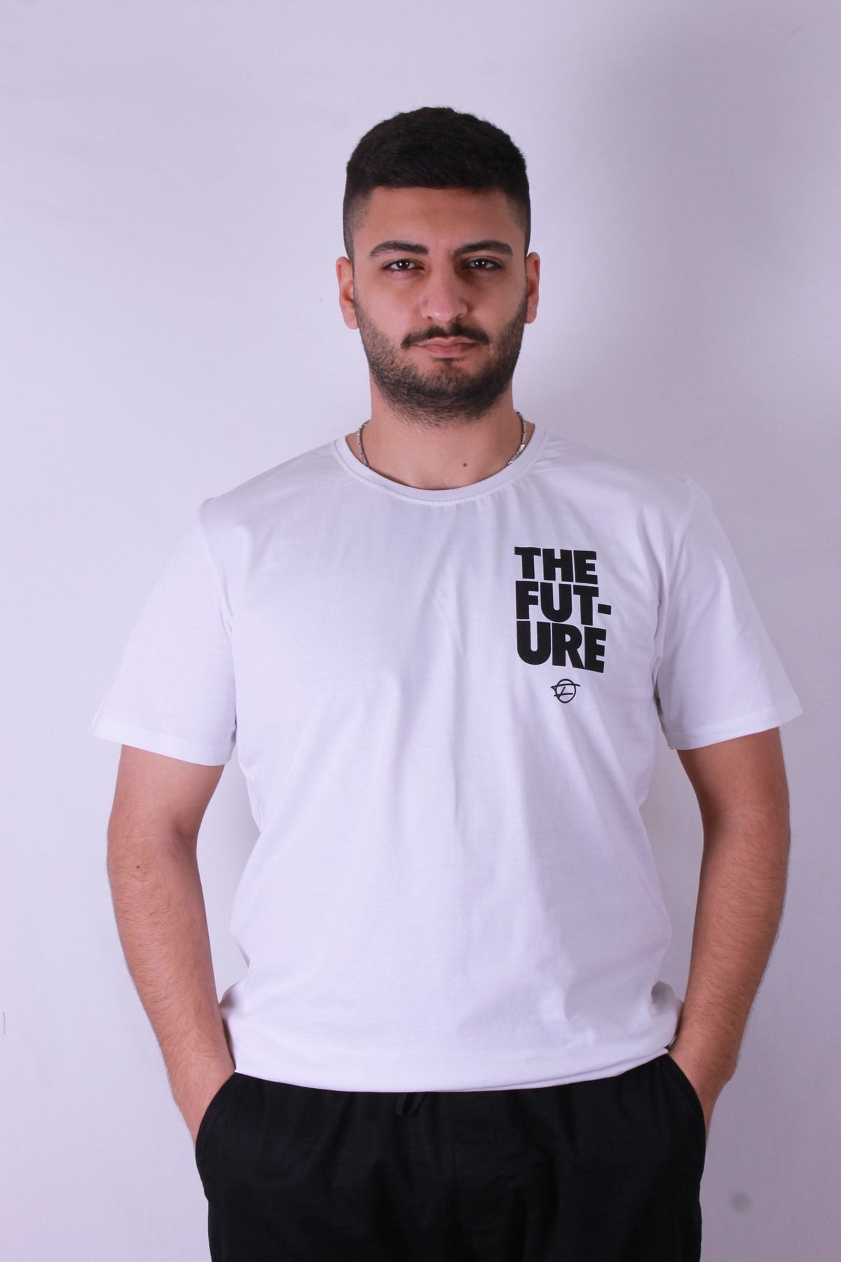 trender Future Baskılı Beyaz Erkek T-Shirt Tr-09