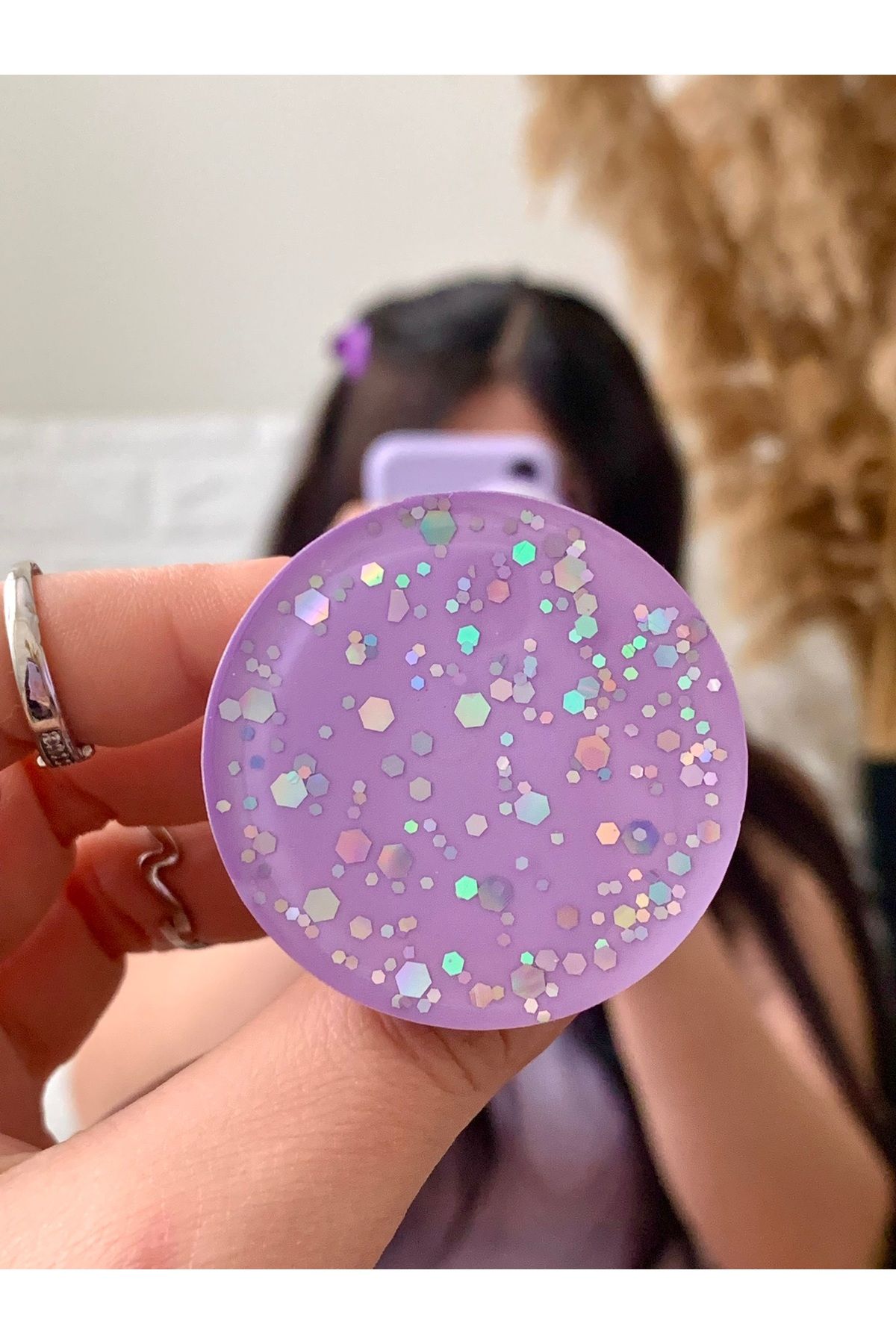 Efizm Store Hologram Işıltılı Telefon Tutucu: Pratik ve Şık Popsocket Stand No1