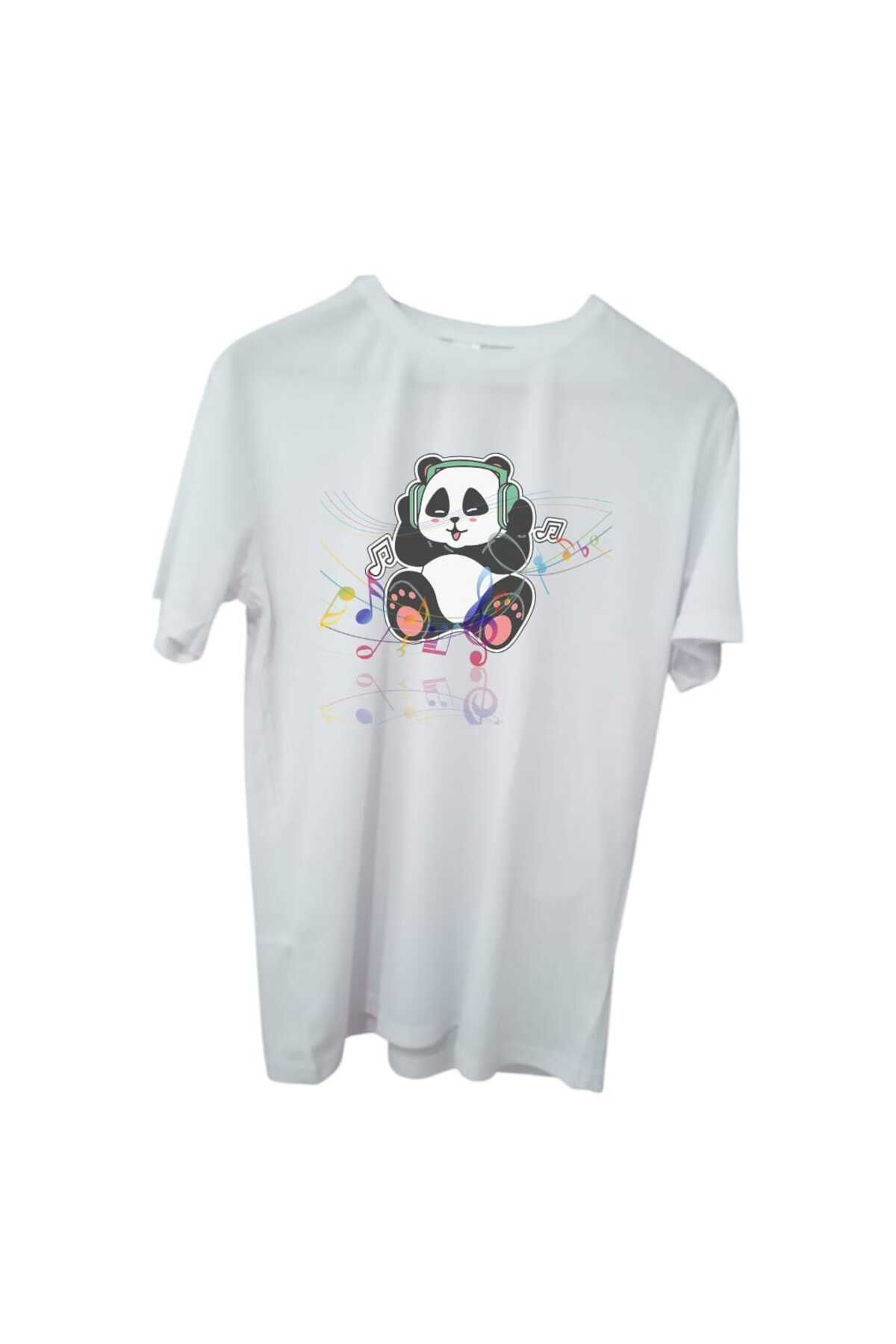 Store Müzik Sever Panda Kişiye Özel Tasarım Unisex T-Shirt