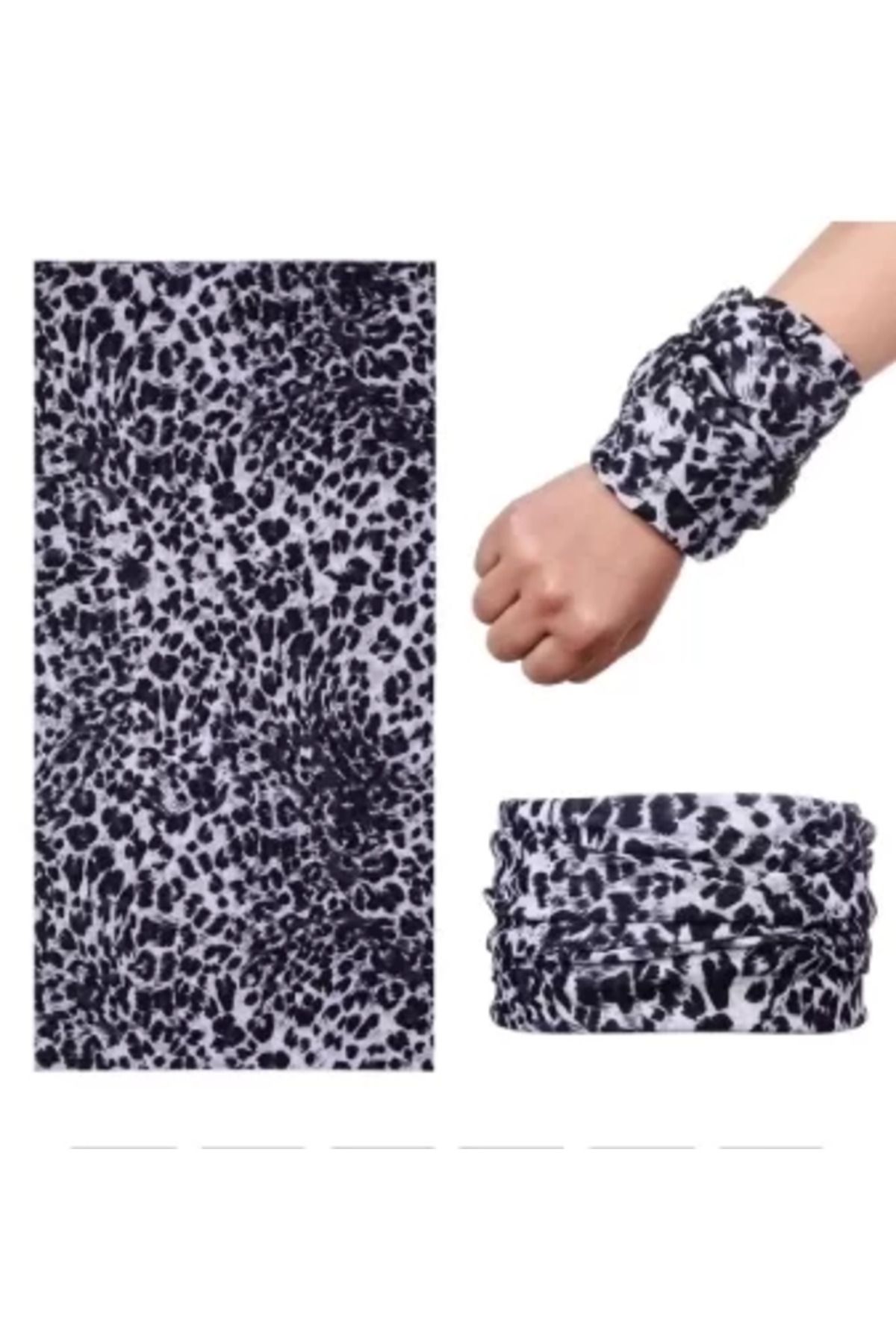 TREND Açık Renk Leopar Baf Bandana Maske