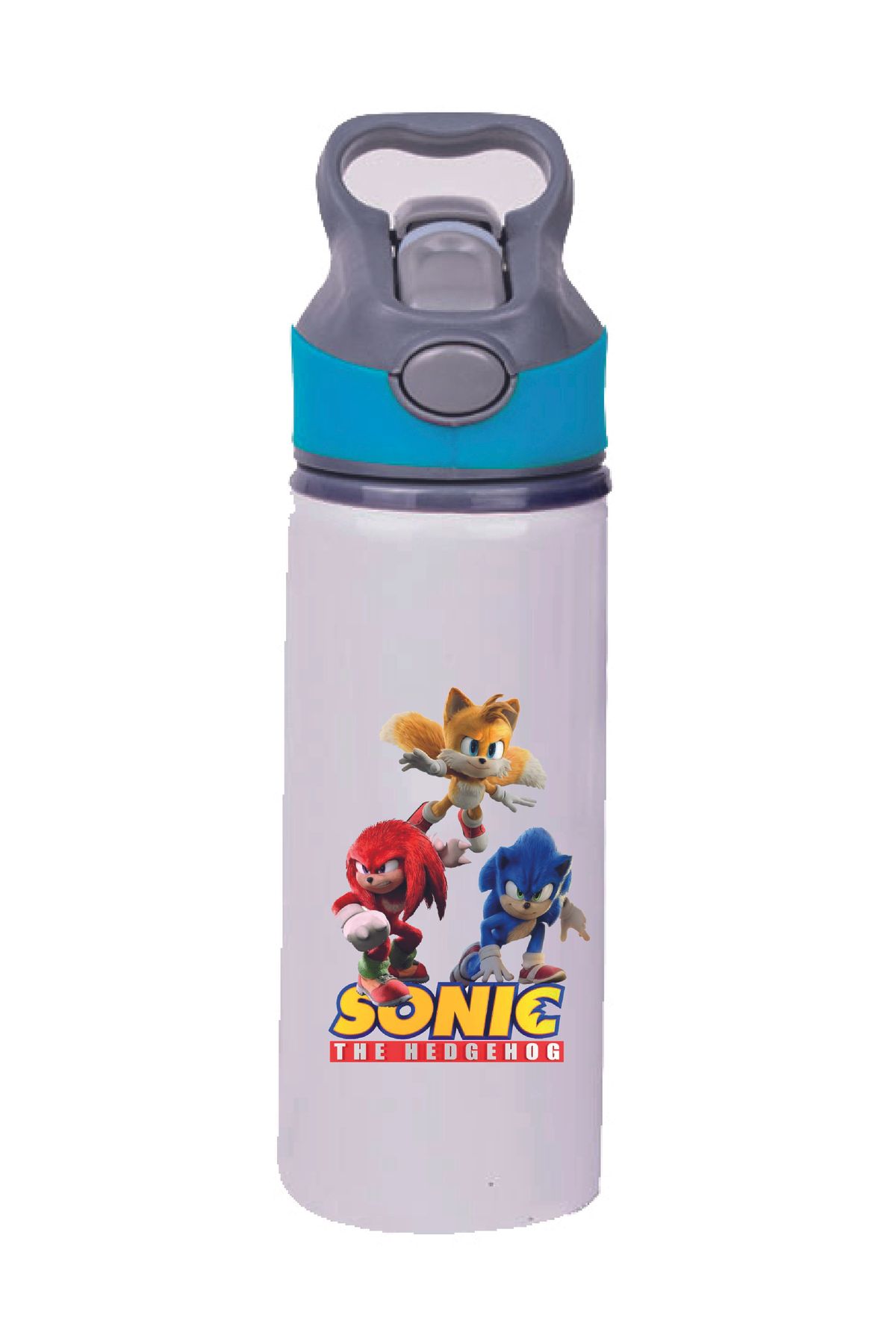 DKDZ SHOP SONIC Baskılı Pipetli Mavi Suluk - Matara - 650ml -004