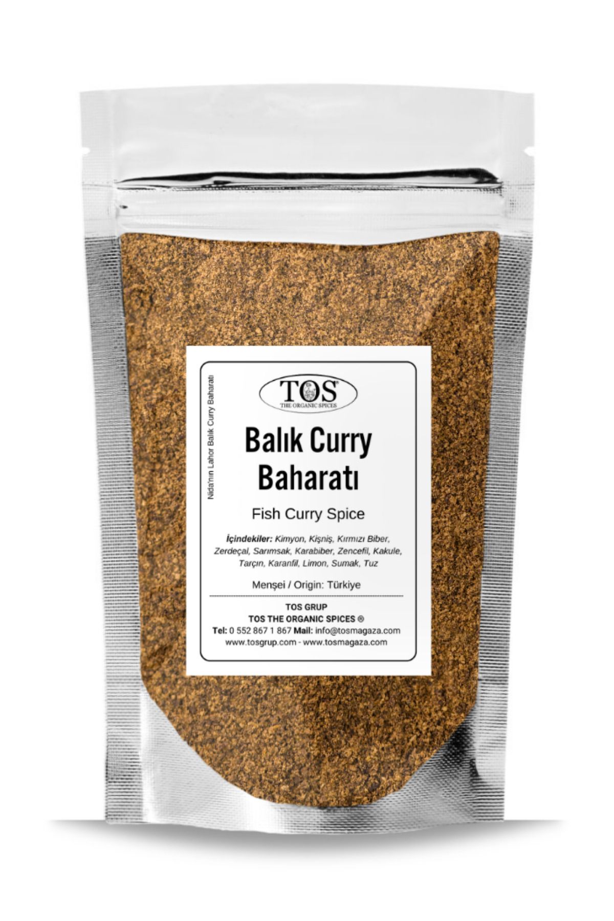 TOS The Organic Spices Nida'nın Lahor Balık Curry Baharatı 500 gr Nida's Lahore Fish Curry Spice