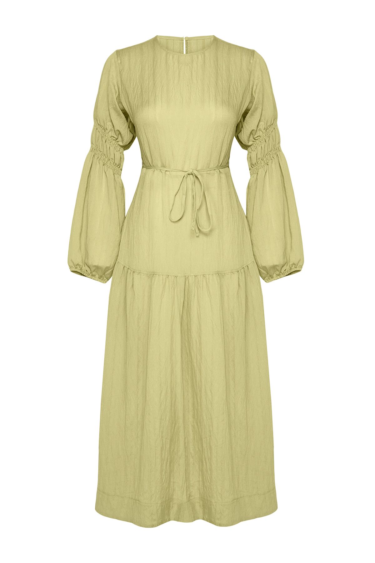 Trendyol Modest-Grünes, gerades, gewebtes Aerobin-Kleid TCTSS25EB00011 6