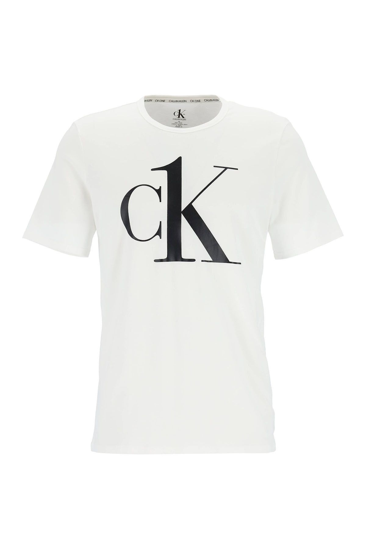 Calvin Klein-Logo Regular Fit Crew Neck pamut póló Férfi póló 000nm1903e 7um 1