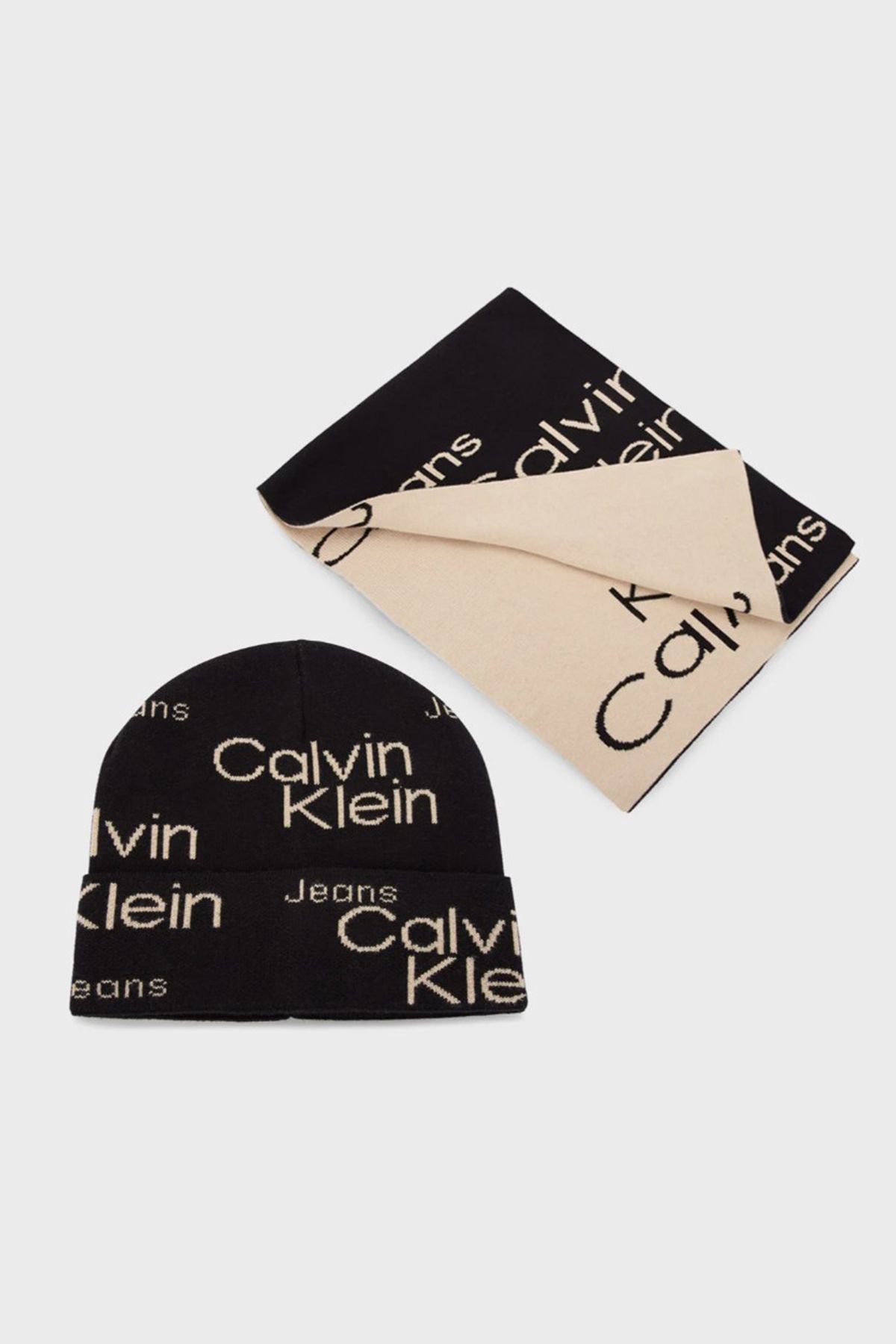 Calvin Klein Z Logo Organiczna Bawełniana Szalik Zestaw Męski Szalik Garnitur K50k 509917 0gj Mężczyzna - One Size