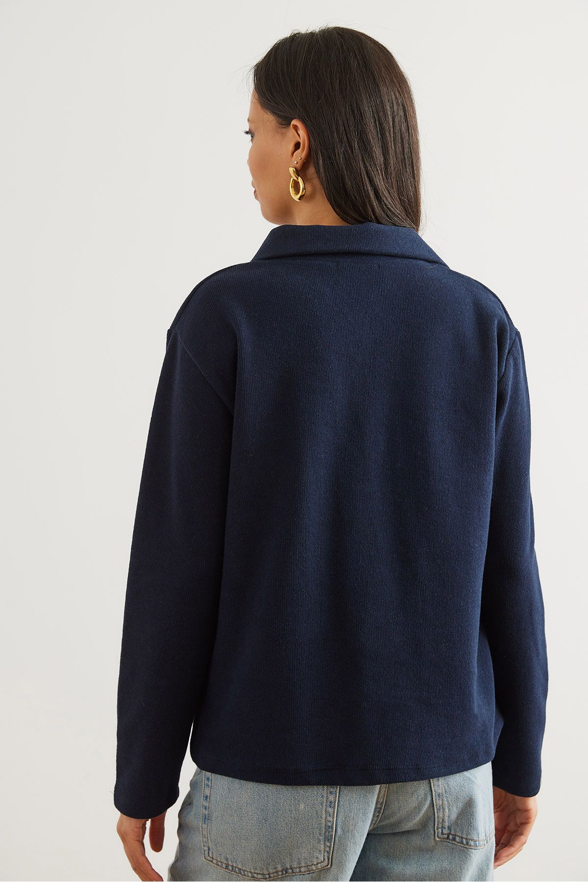 Olalook-Γυναικεία μπλούζα Navy Blue Polo Neck Thessaloniki BLZ- 19002810 2