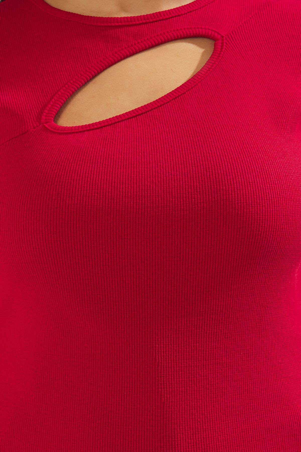 Trendyol Curve-Bluză tricotată cu camisole roșie de mărime mare 8