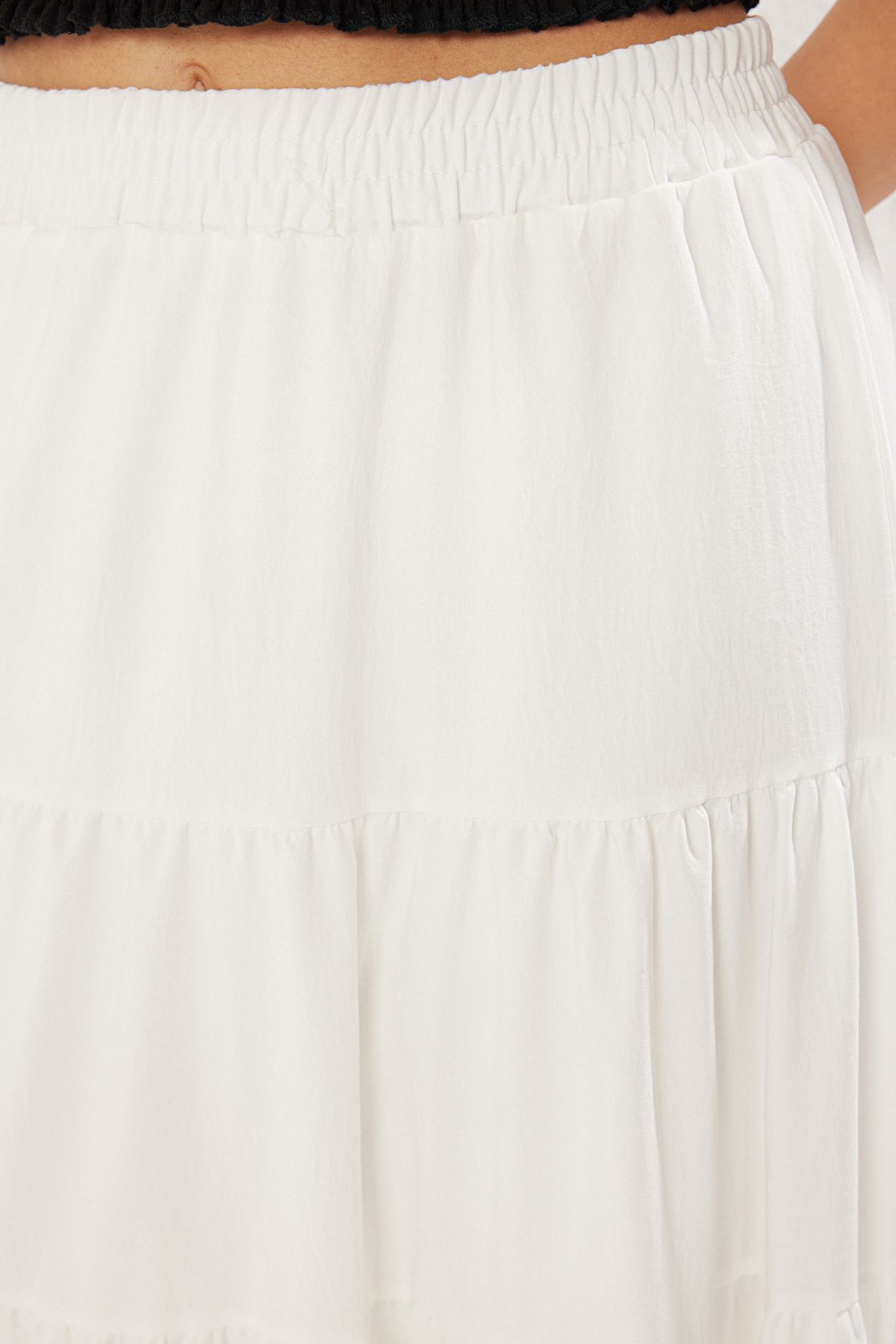 Trendyol Collection-Weißer Baumwoll-Strukturstoff Maxi-Länge gewebter Bohemian-Rock TWOSS25ET00029 3