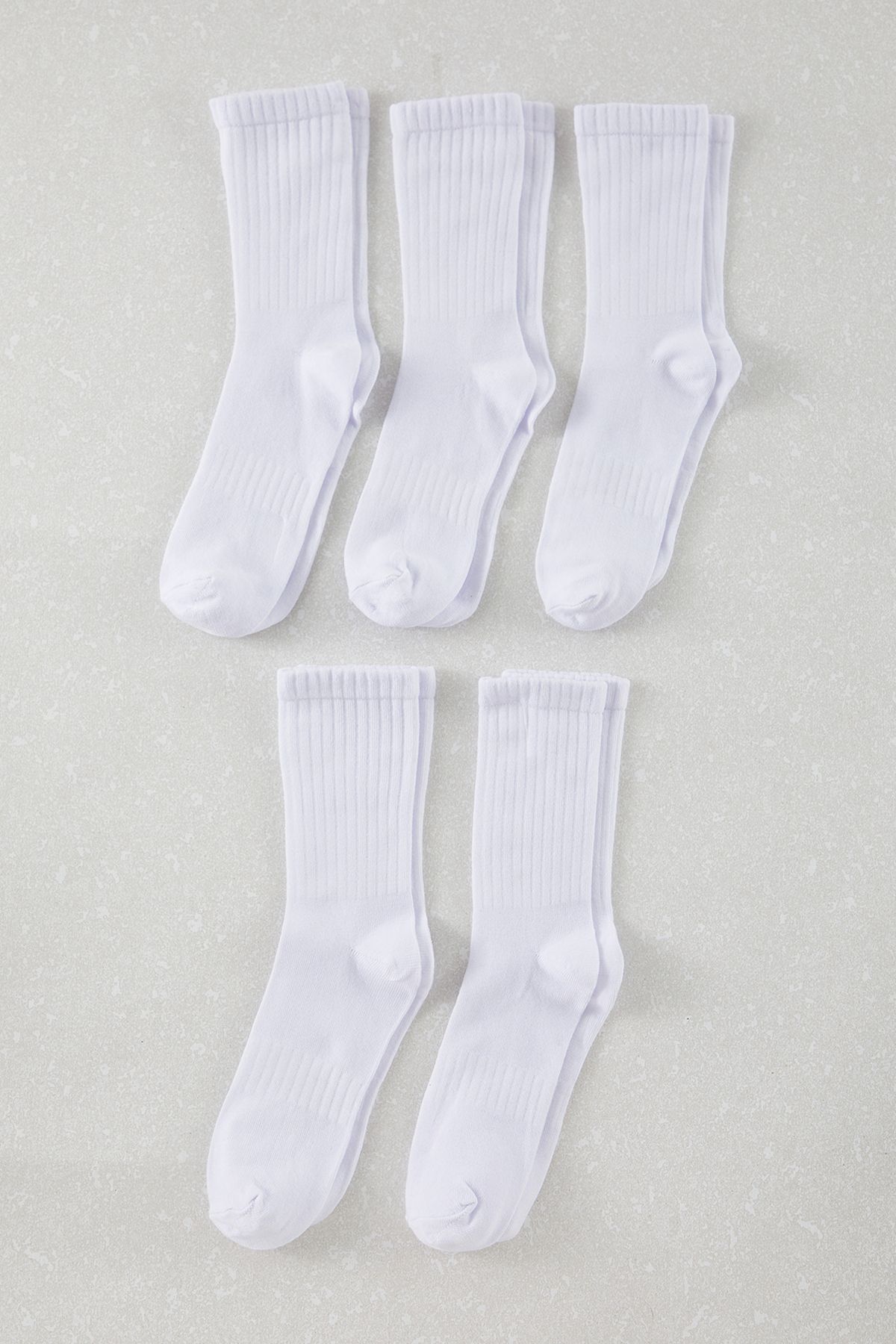 Trendyol Collection-White Unisex 5 Pack Cotton Textured Socks-Length Socks Tmnaw25Co00011 1