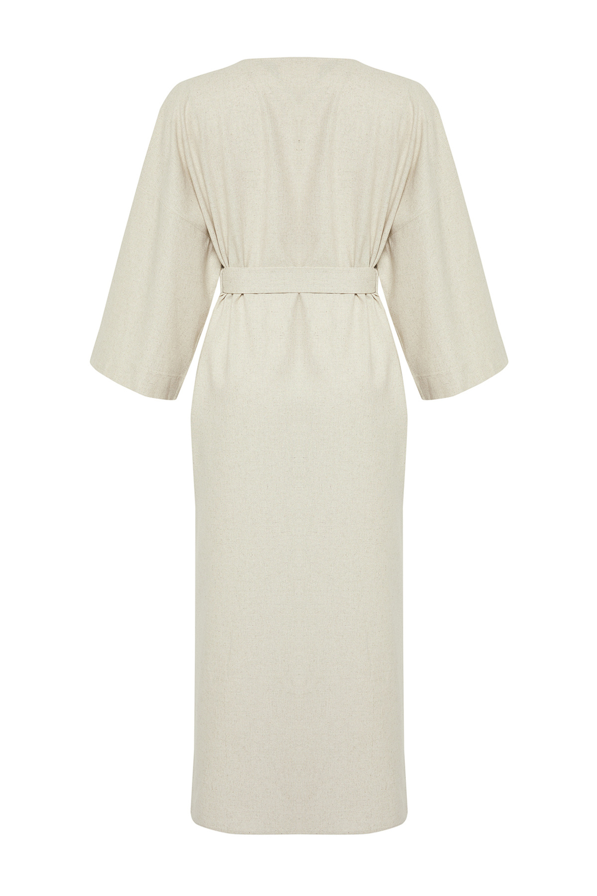 Trendyol Collection-Grüner, gewebter Maxi-Kimono mit Handflächen-Stickerei und Leinenmischung und Kaftan mit Gürtel TBESS20KM0051 8