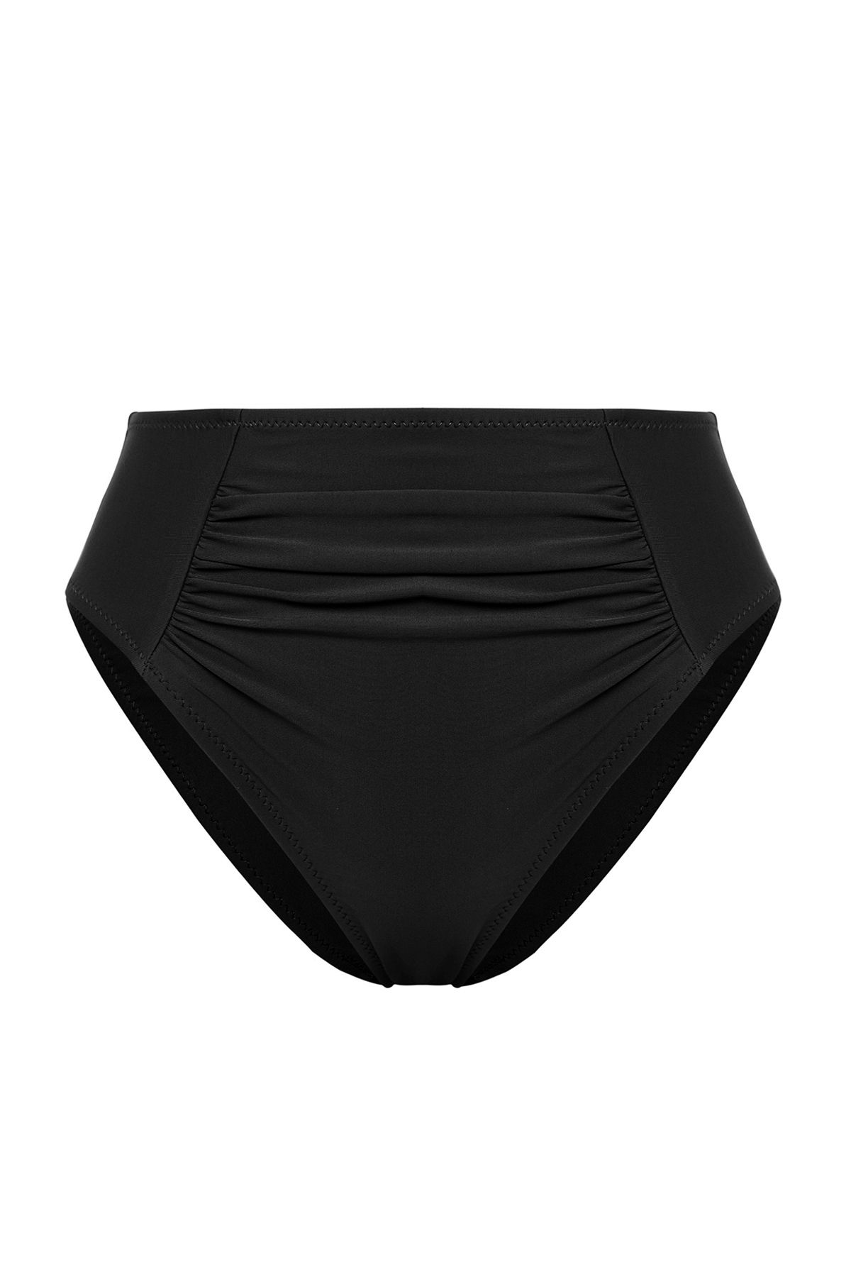 Trendyol Collection-Μαύρο ψηλόμεσο ντραπέ κανονικό μπικίνι κάτω TBESS25BA00030 6