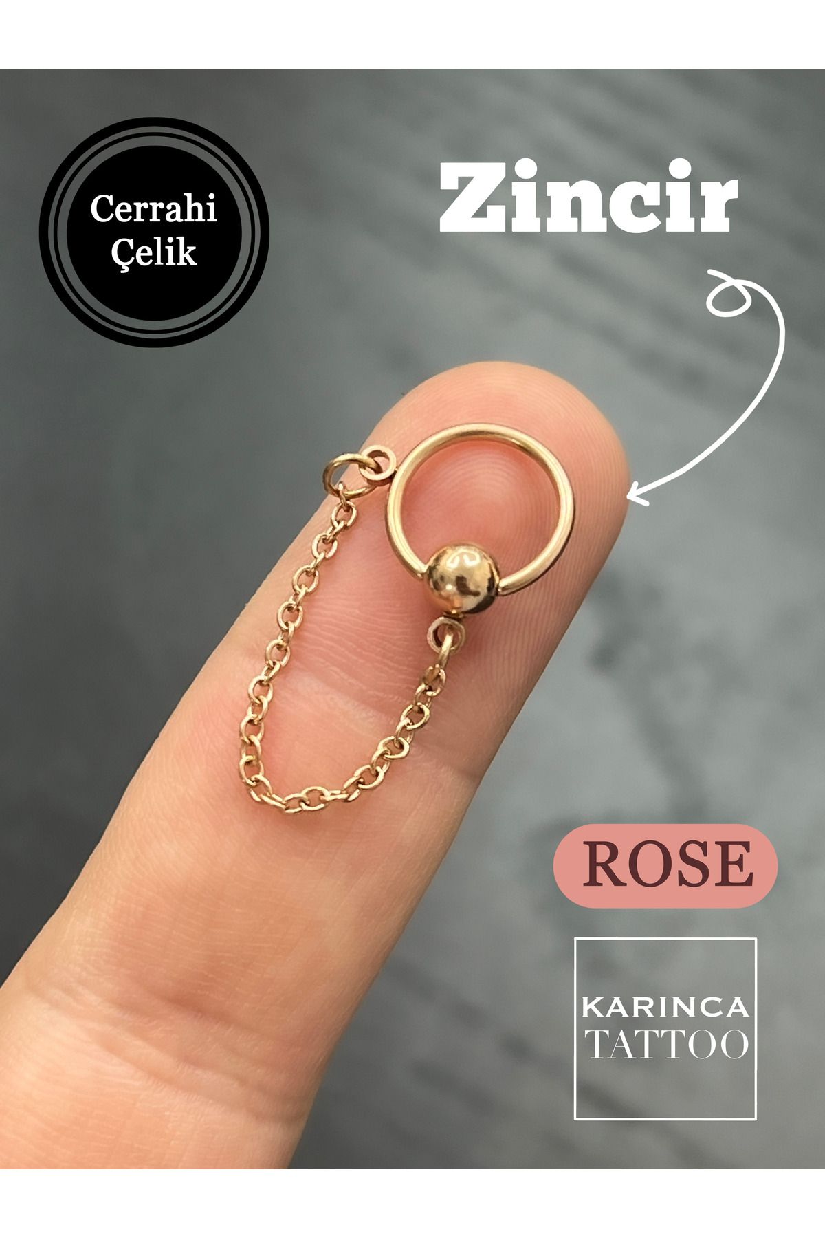 Karınca Piercing-Chain Dangle Helix Ear Piercing - Cartilage Nozzle Earring Surgical Steel 3