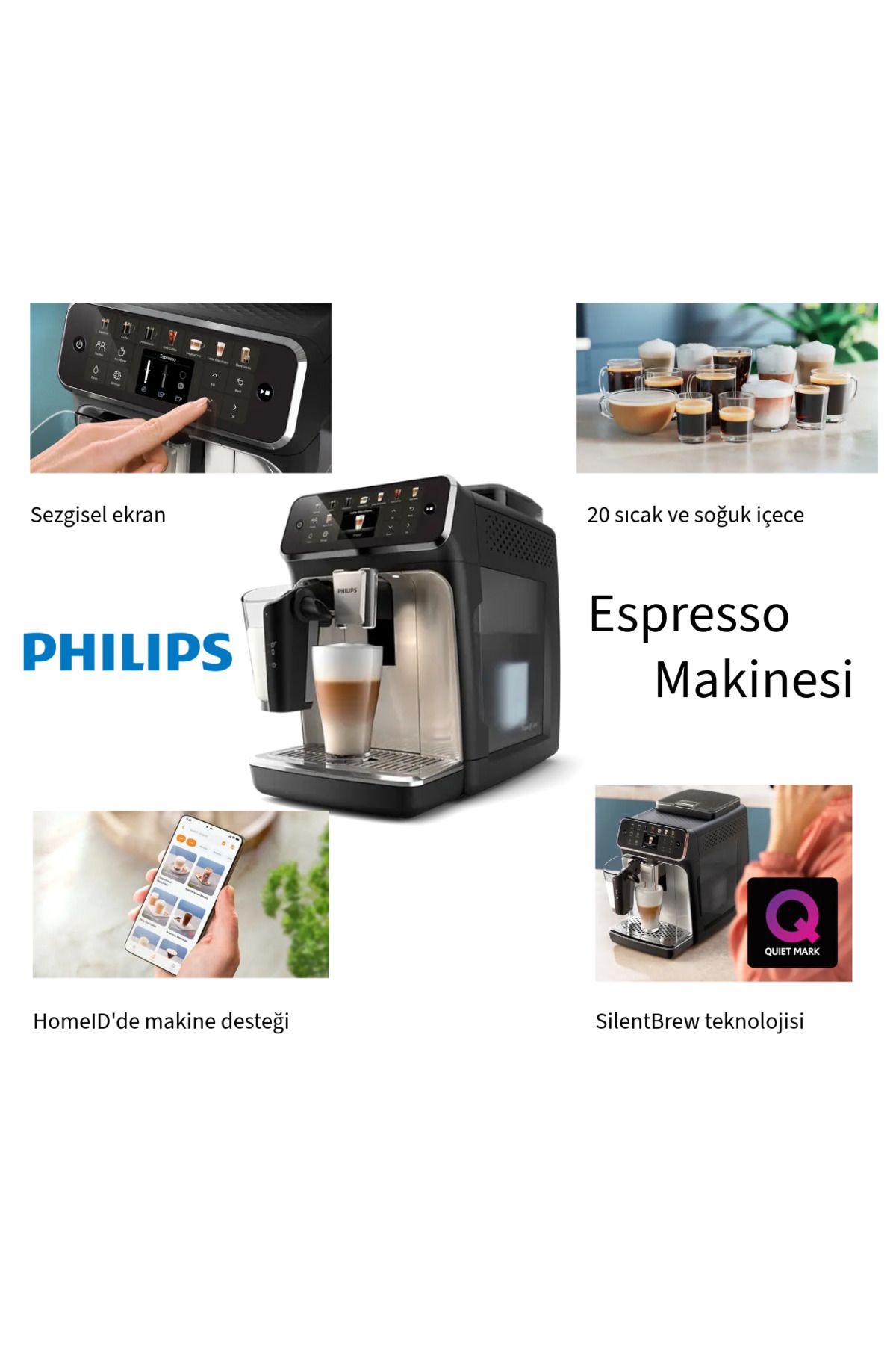 Philips PHP Lezzetli, sıcak ve soğuk 20 farklı kahvenin tadını almanın en kolay yolu Tam Oto. Espresso Mak