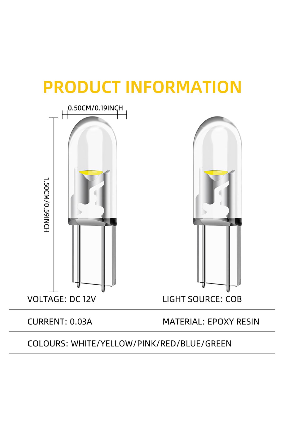 Choice-T5 W3W LED Instrument Light W3W W1.2W LED Bulbs COB Chip Car Interior Lamp Wedge Dashboard Warmin... 3
