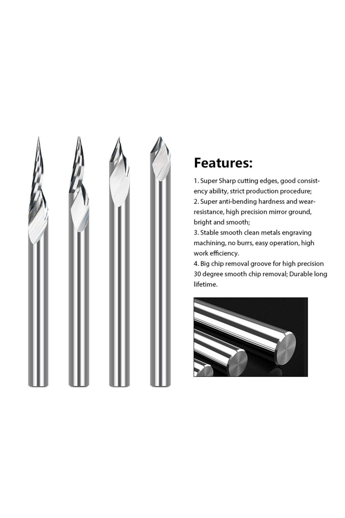 Choice-XCAN PCB Engraving Bit 3.175mm Shank V Shape Carving Bits 10-30 Degrees Carbide CNC Router Bit Ti... 4