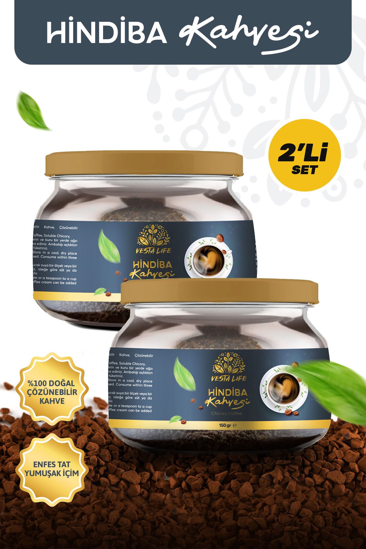 vesta life Hindiba Kahvesi Detox Kahve - 1 Aylık Net 150gr - 2 Adet