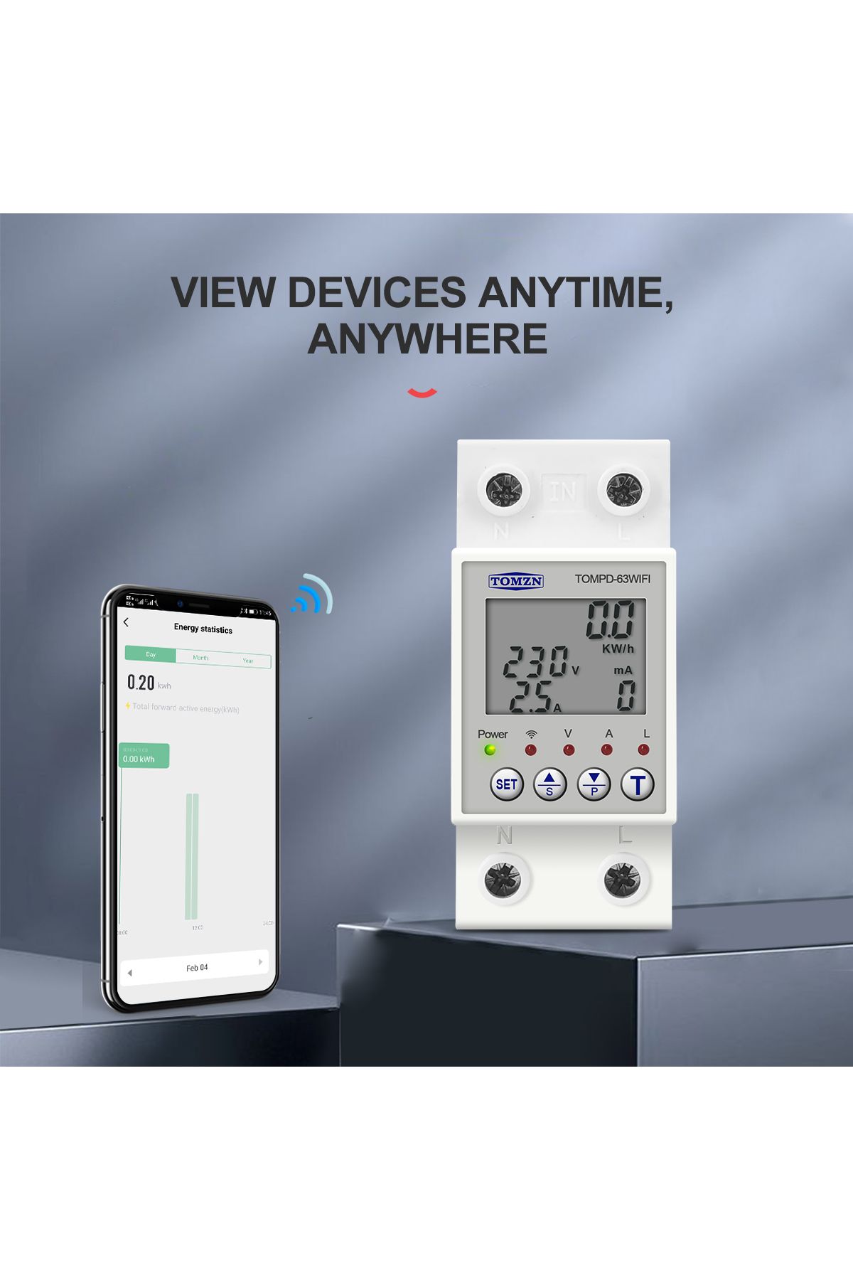 TOMZN-1-63a Reclosable Smartlife Tuya Wifi Circuit Breaker 63a 110v 220v Energy Meter Metering Timer With 6