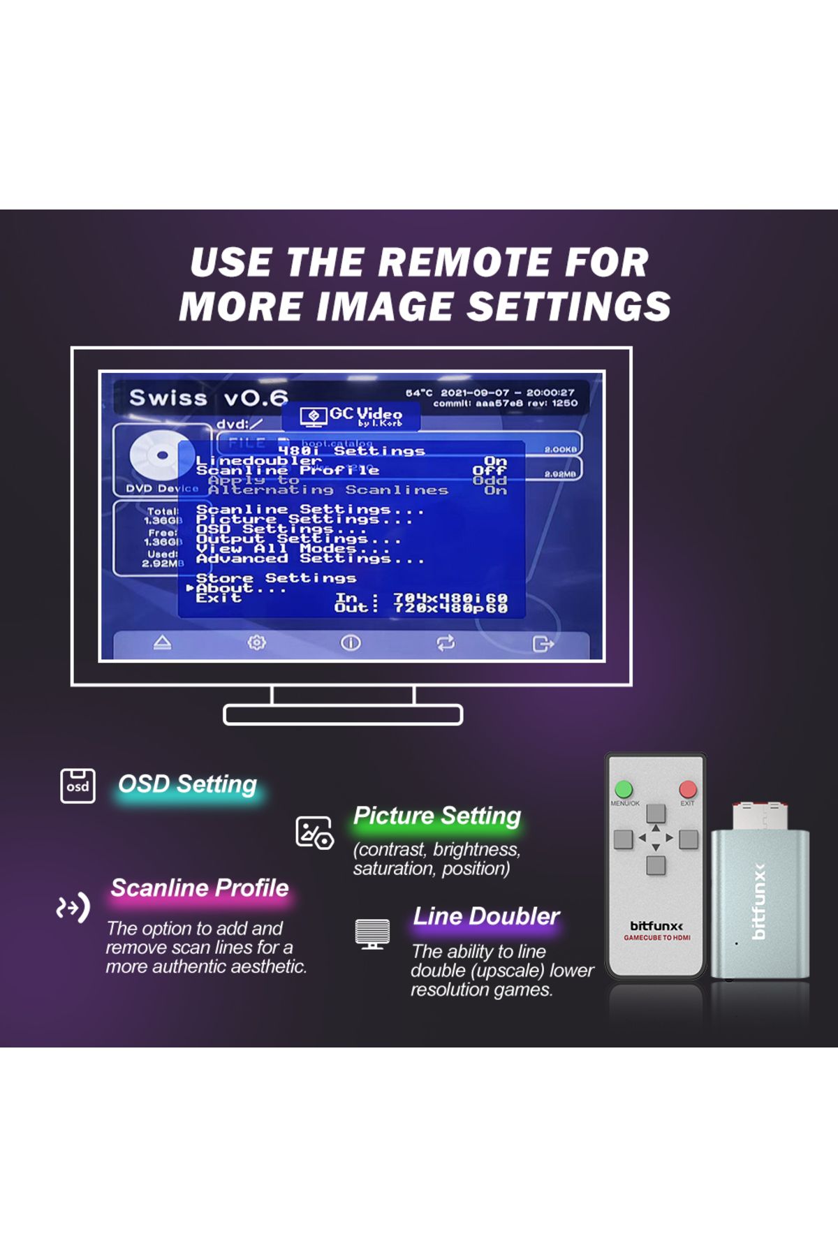 Choice-Bitfunx GC Video HDMI Adapter Digital AV to HDMI GC2HDMI for Nintendo Gamecube NGC DOL-001 Game C... 5
