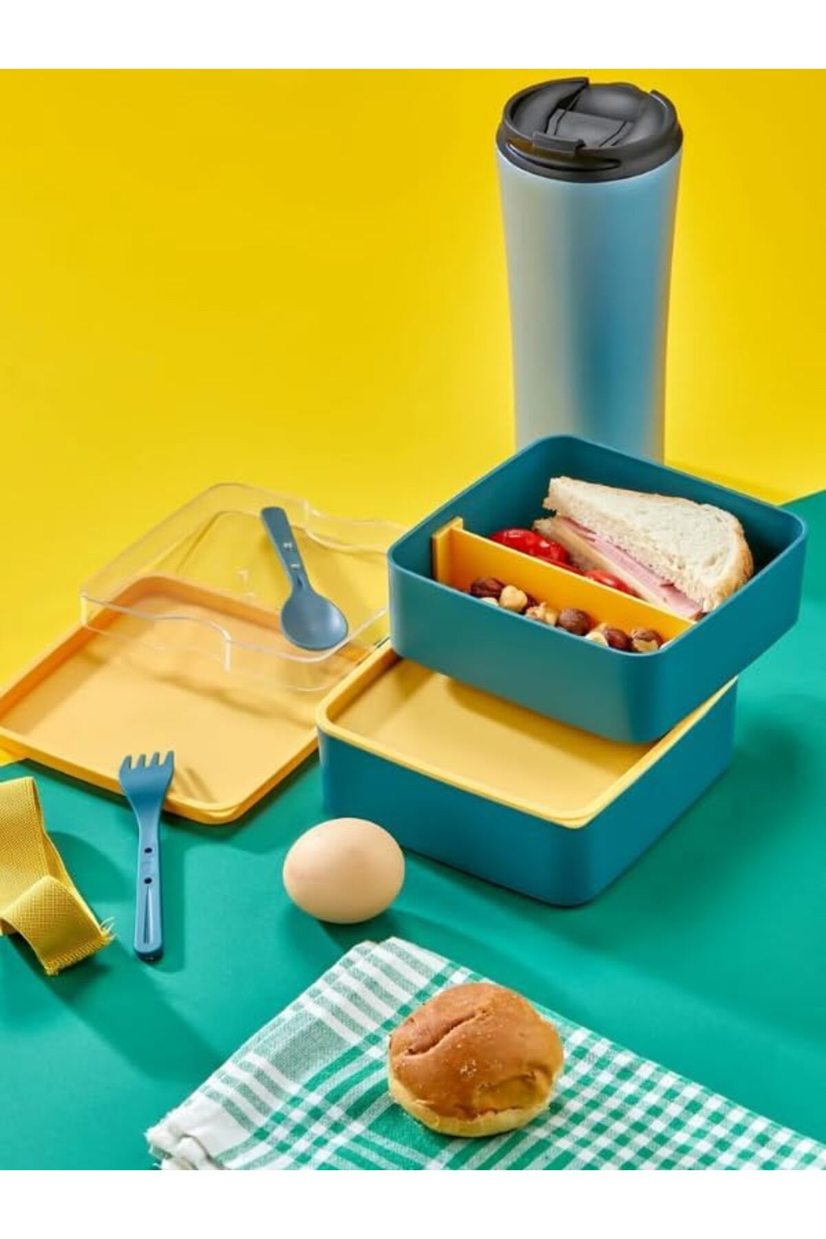 STOREMAX-Sellbuystore Pri̇me Practical and Stylish Lunch Box with 2 Layers, Spoon and Fork Set, t 3