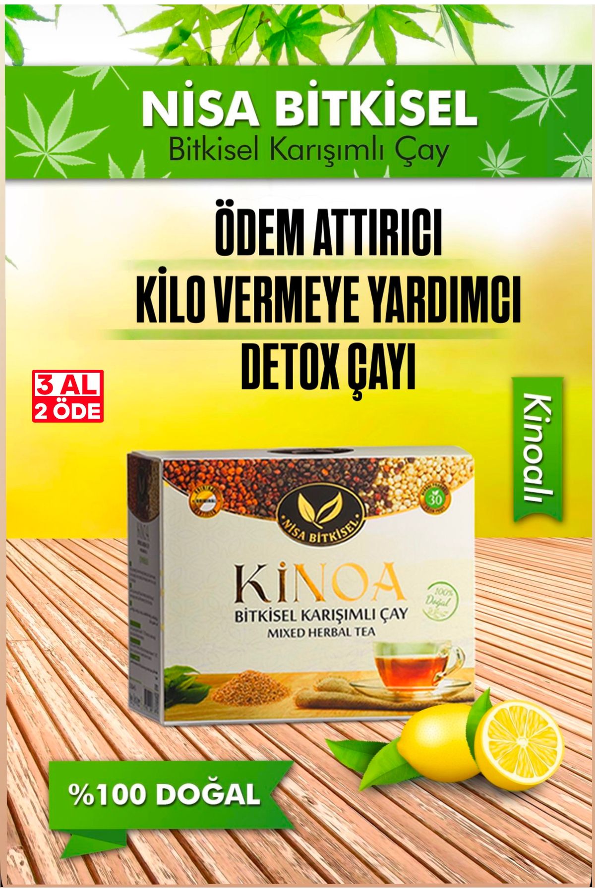 NİSA BİTKİSEL Kilo Vermeye Yardimci Detox Kinoa Karisik Bitki Çayi Form 1 li Set