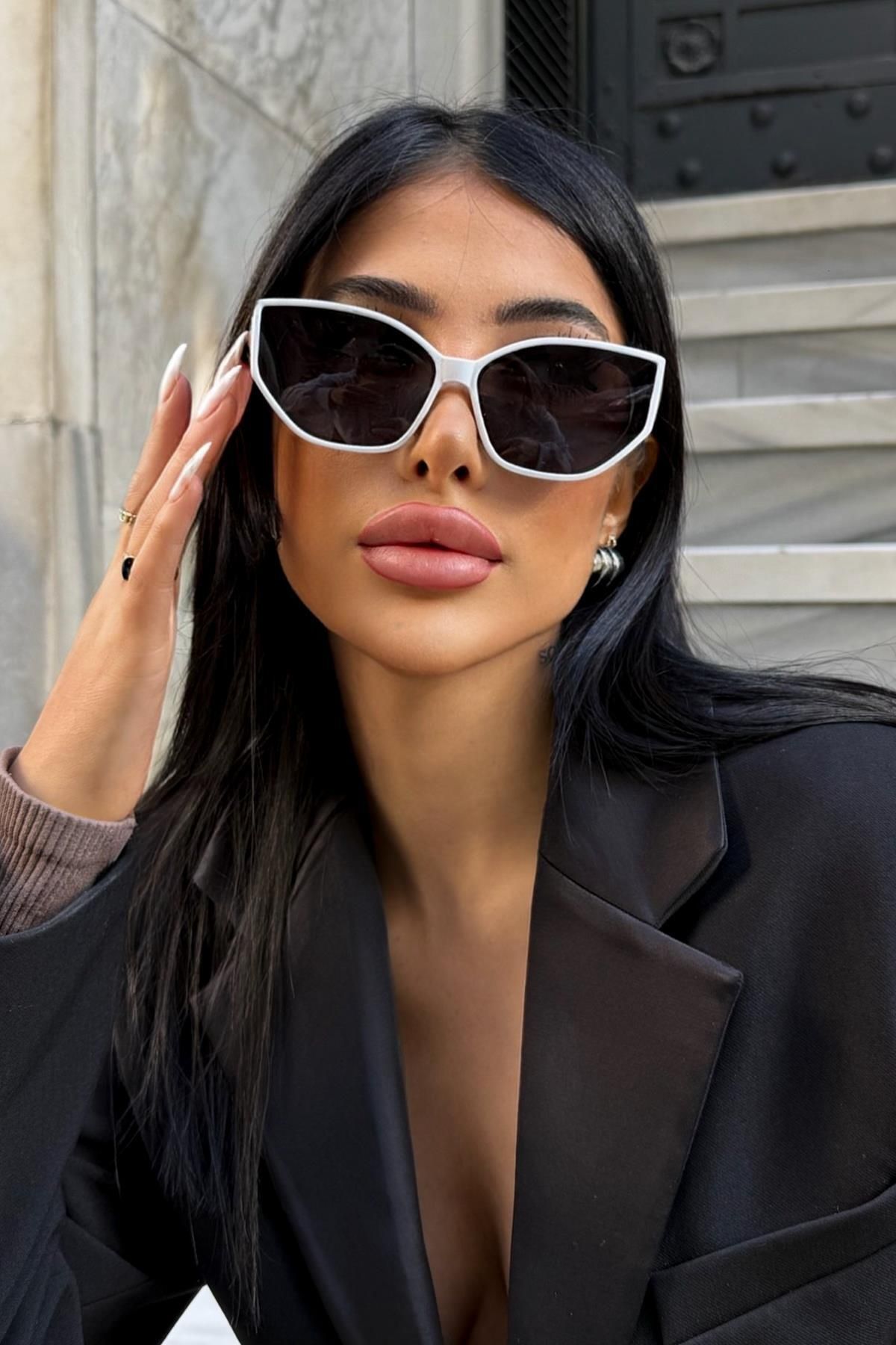 FALAN EYEWEAR Pinky Kadın Cat-Eye Güneş Gözlüğü Beyaz