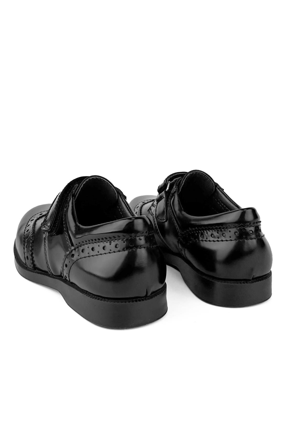 Cici Bebe Ayakkabı-Patent Leather Boys' School Shoes - Velcro and Black 3