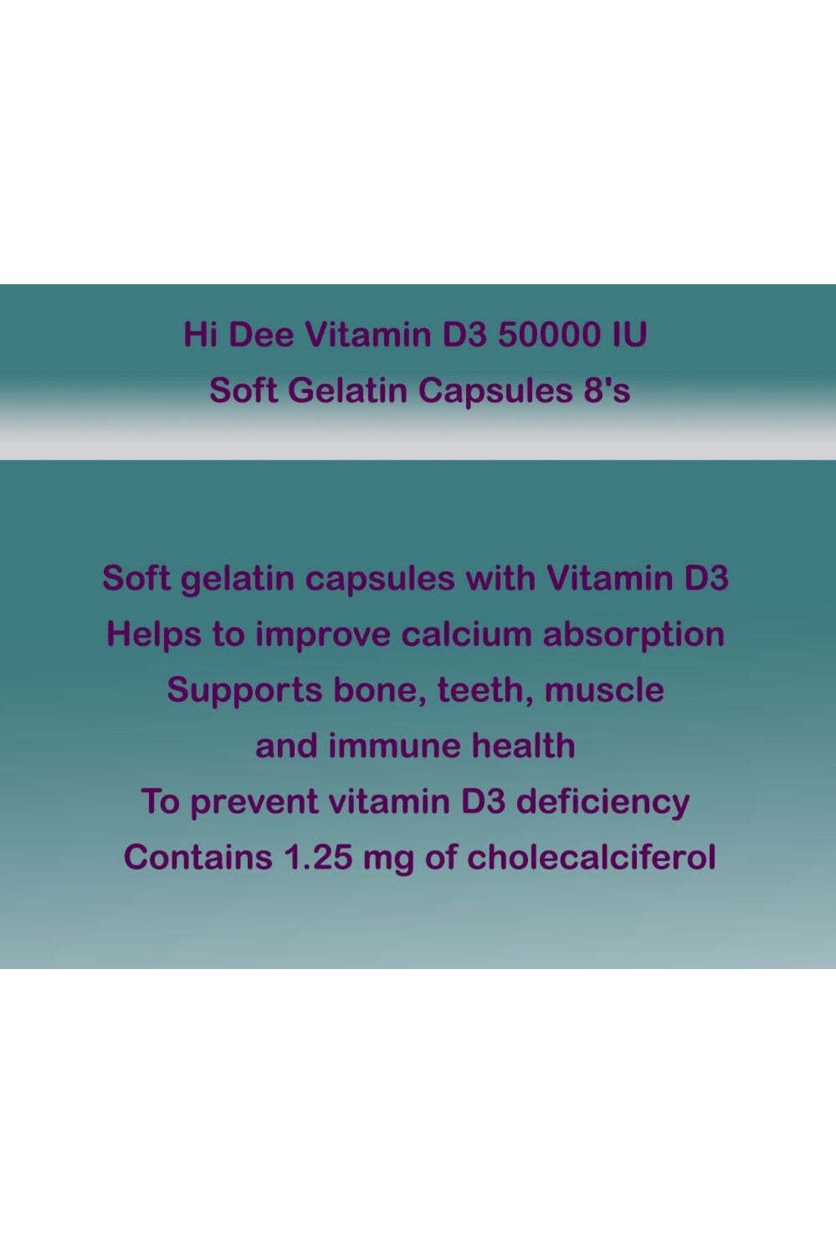 HI DEE-Vitamin D3 50000 IU Soft Gelatin Capsules 8's 3