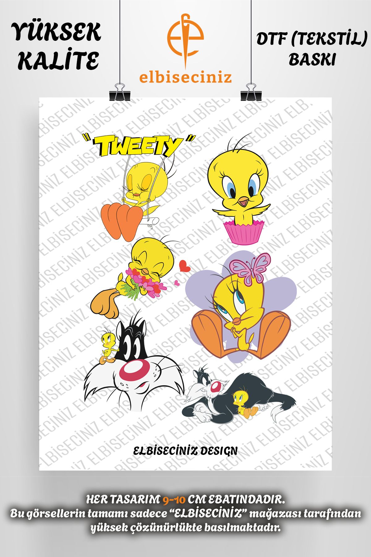 VİZYON İKRA "TWEETY" Temalı Premium DTF Tekstil Baskı ÜTÜ İLE KOLAYCA YAPIŞIR