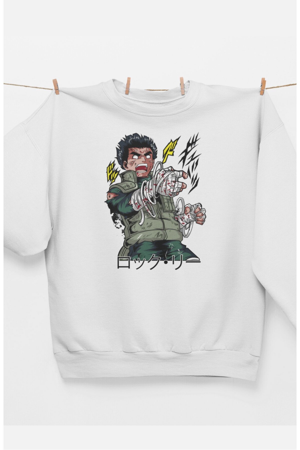 Fuddy Moda Hanorac Oversize Naruto Rock Lee Cu Imprimeu Fără Glugă, Hanorac Unisex Cu Tematică Anime Cu Guler Rotund Unisex - S
