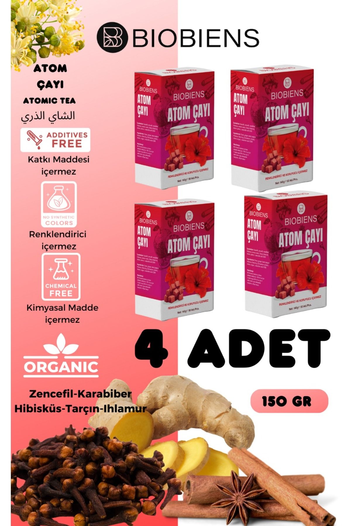 Biobiens Atom Çayı Küp Kış Çayı 150 gr. 4 lü Set