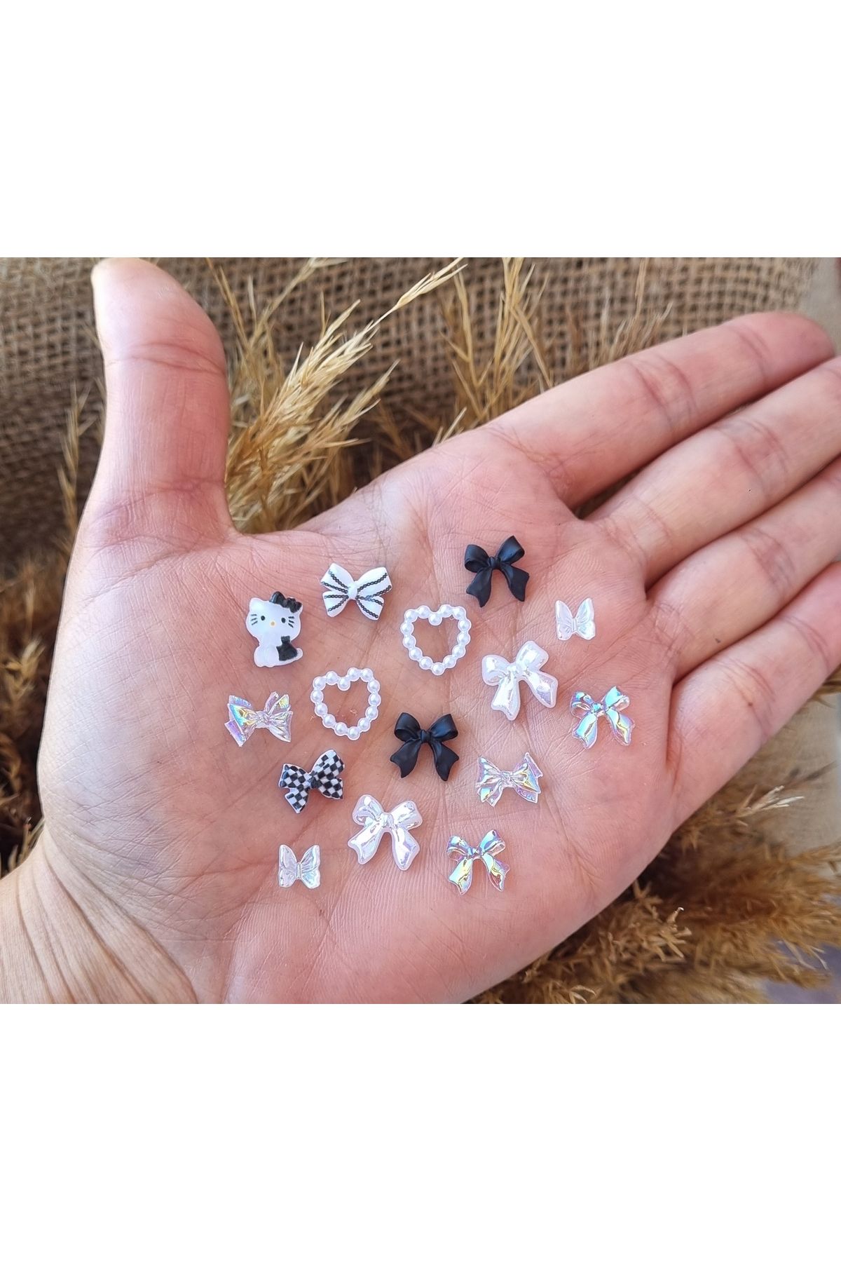 one cat charm Tırnak Charm Tırnak Süsleme Nail Art 15 Adet Karışık Set