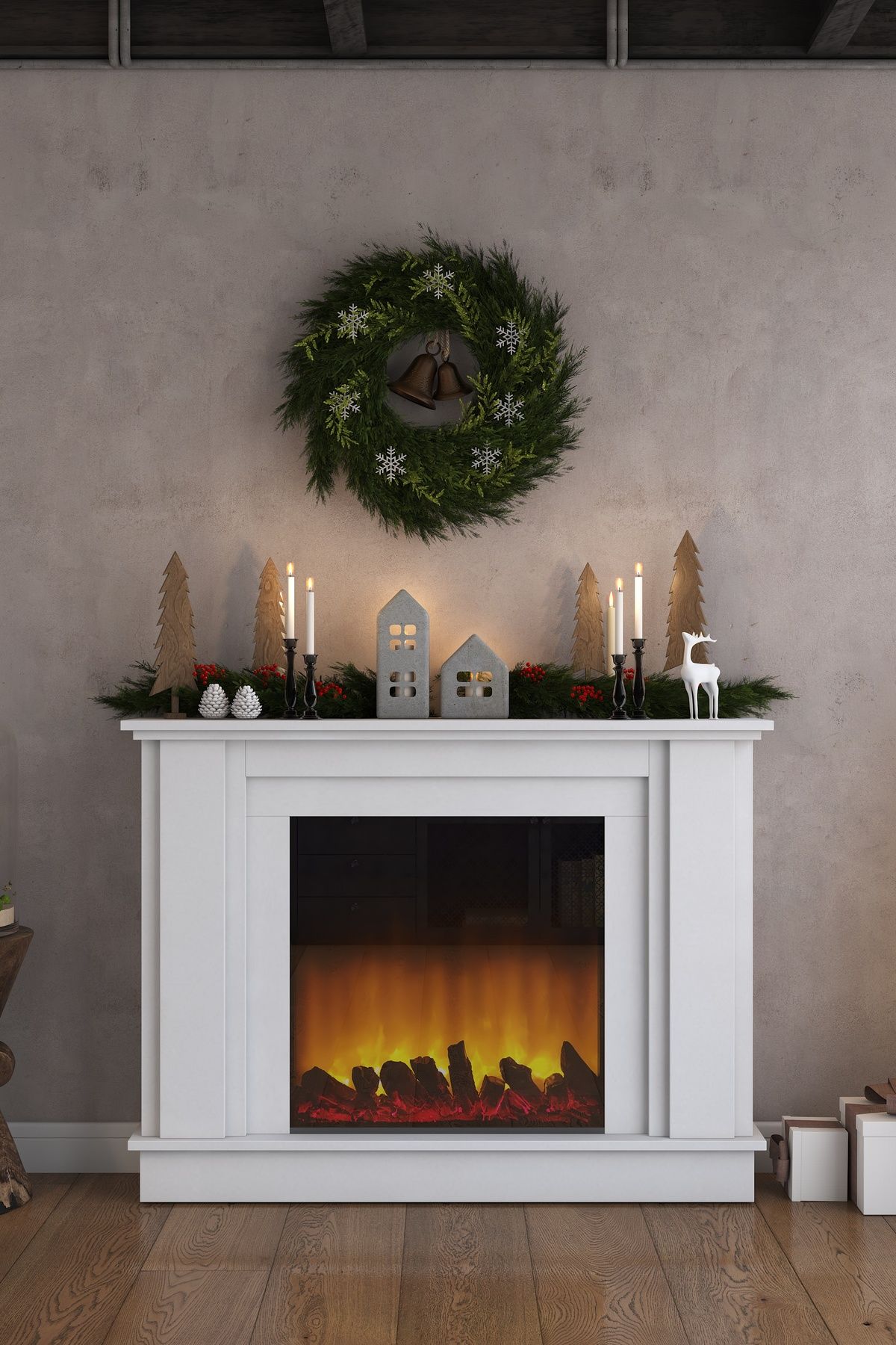 Rani Mobilya Rani AH102 Elektrikli Dekoratif Yapay Şömine Kumandalı Şömine Beyaz