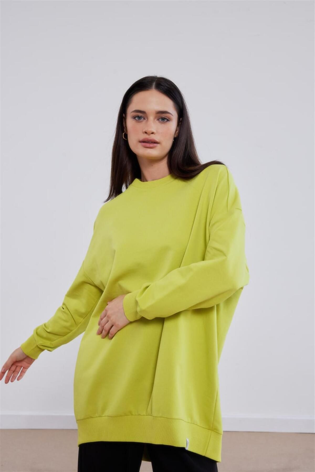 MODA 2382 Sıfır Yaka Ribanalı Tunik Sweat