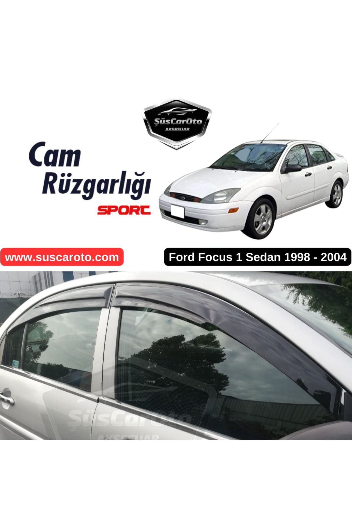 caralp Ford Focus 1 Sedan 1998-2004 Uyumlu Mugen Cam Rüzgarlığı Seti Piano Black 4'lü İthal