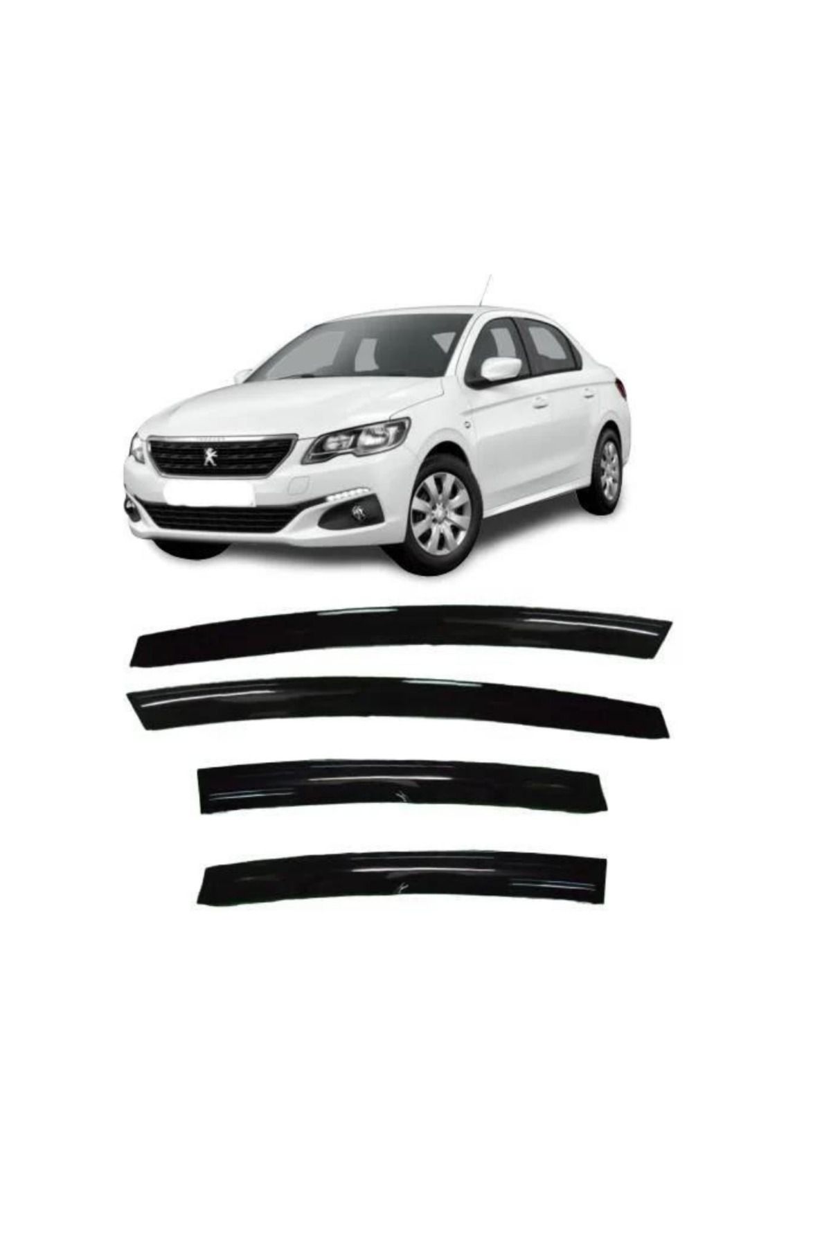 caralp Peugeot 301 2012-2019 Uyumlu Mugen Cam Rüzgarlığı Seti Piano Black 4'lü İthal