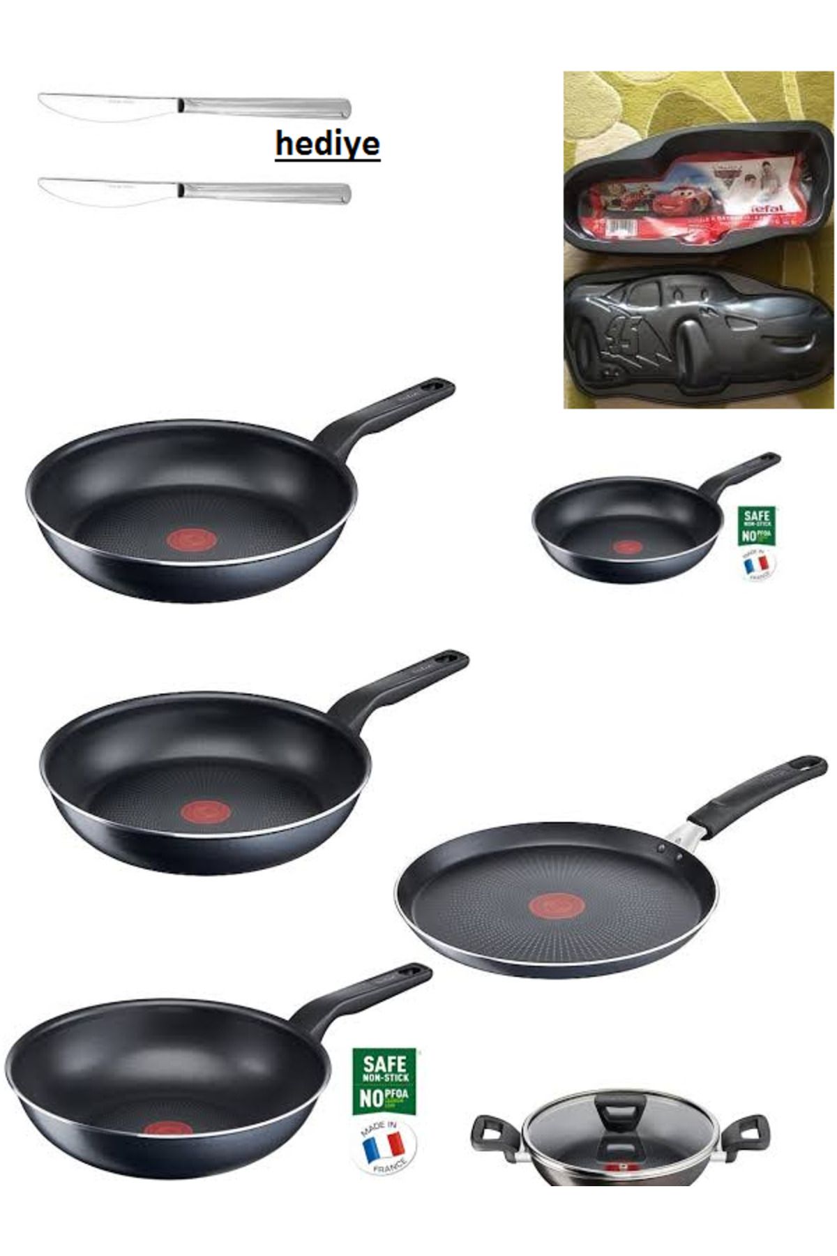 TEFAL Titanyum 2X XL Force Difüzyon Tabanlı Tava - 28+26+20 cm TAVA+25KREP+28WOK+24SAHAN