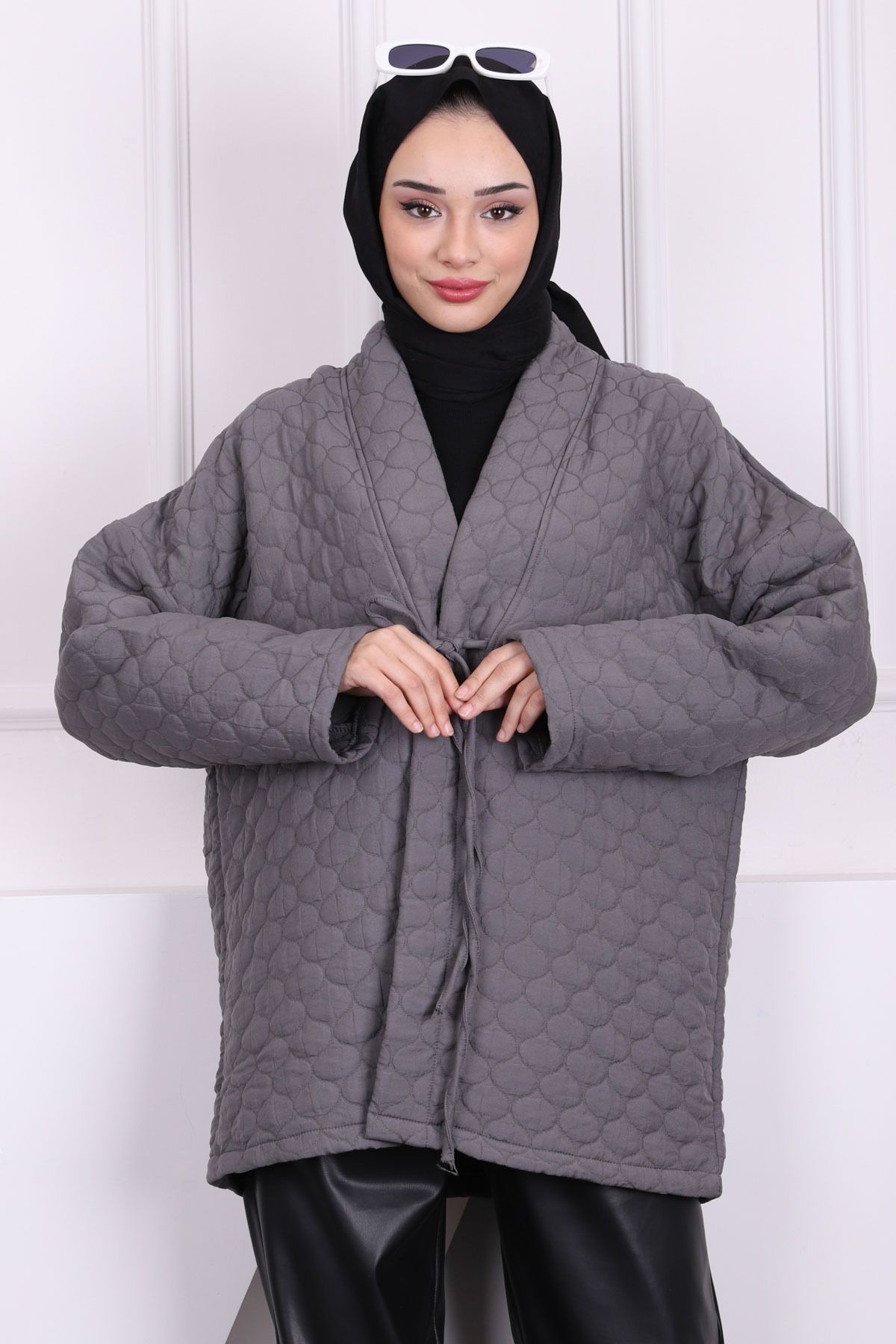 İmajButik-Anthracite Front Tie Jacket 3