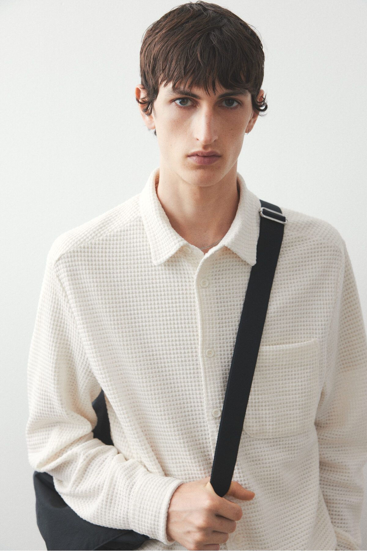 پیراهن / بلوز دکمه دار نود مردانه بافتی لانه زنبوری مناسب است H M H&M