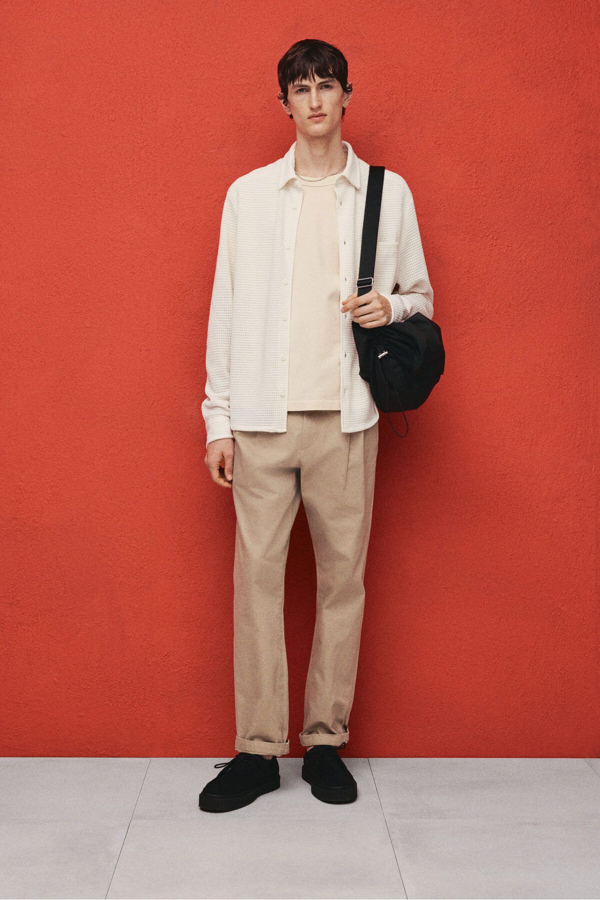 پیراهن / بلوز دکمه دار نود مردانه بافتی لانه زنبوری مناسب است H M H&M