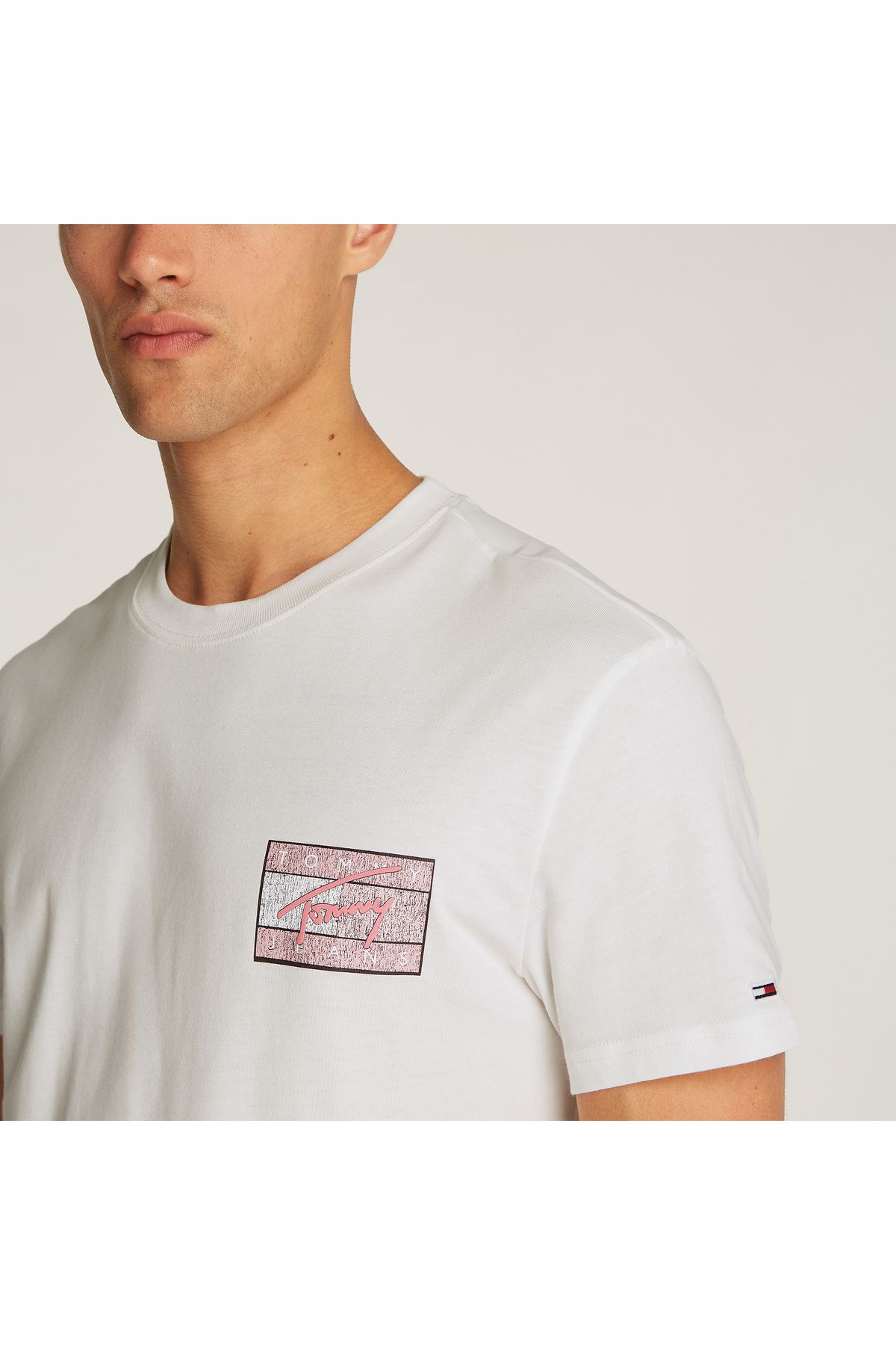 تی شرت مردانه آرم امضاء T ECRU Tommy Hilfiger