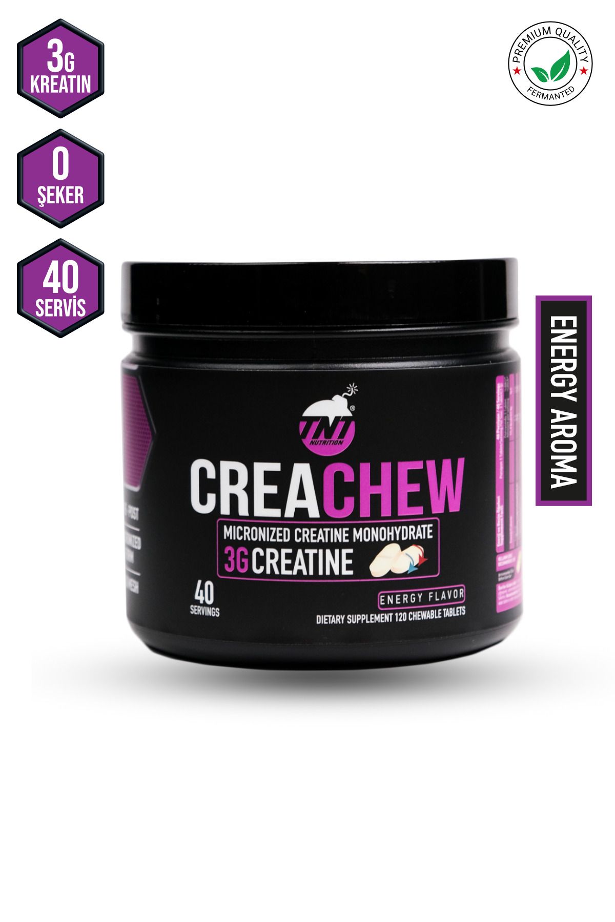 TNT NUTRITION Creachew Creatine Chews (Çiğnenebilir Kreatin) 120 Tablet