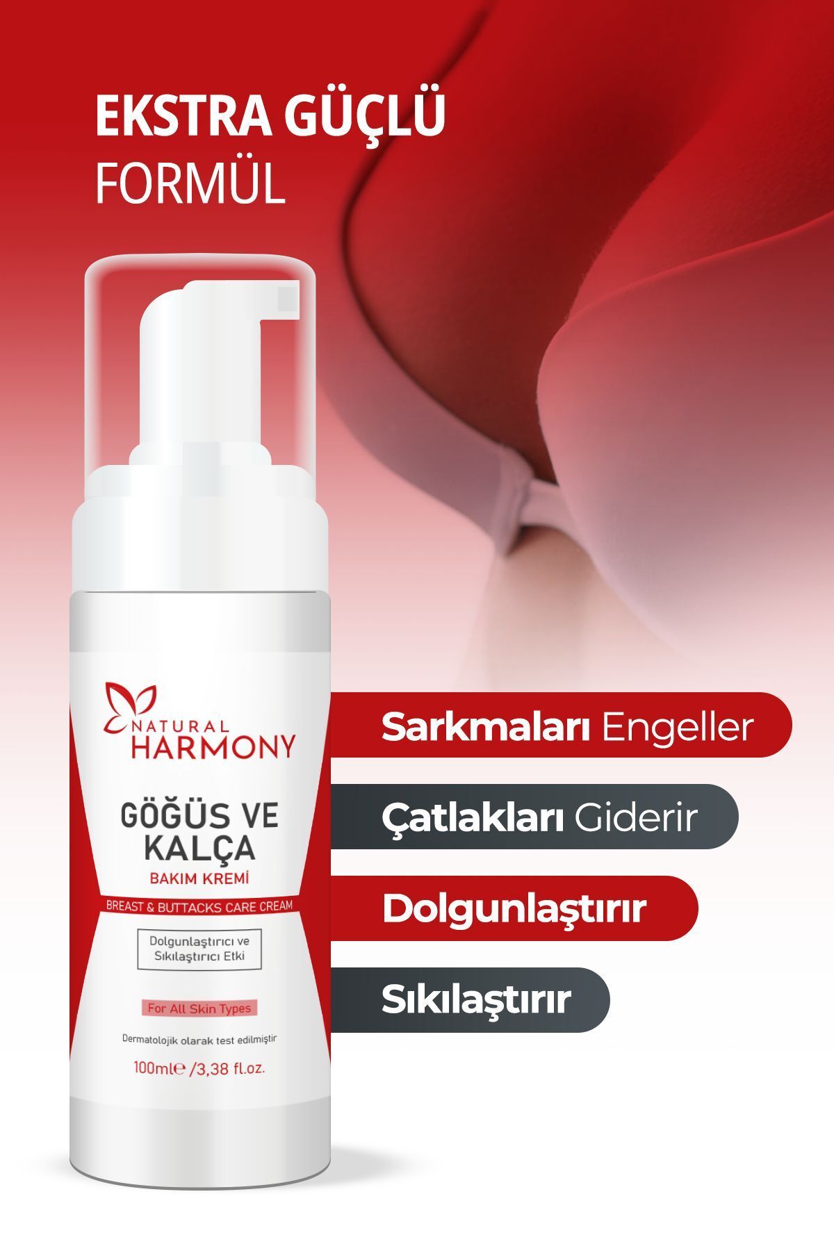 Natural Harmony Göğüs Ve Kalça Dikleştirici & çatlak giderici, ,sıkılaştırıcı Göğüs Bakım Kremi 100ml